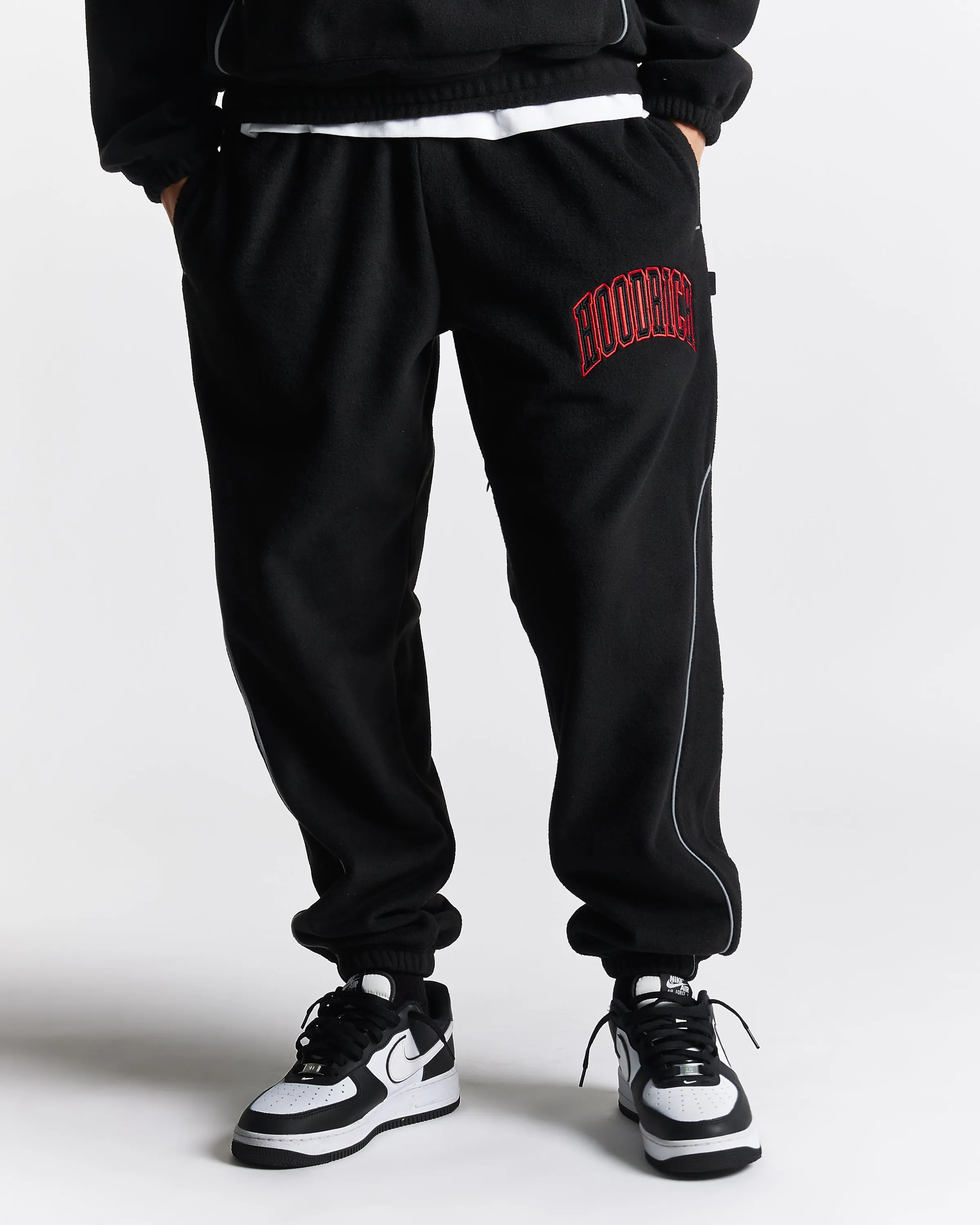 Split Oversized Jogger - Black/White/Red sold by Hoodrich