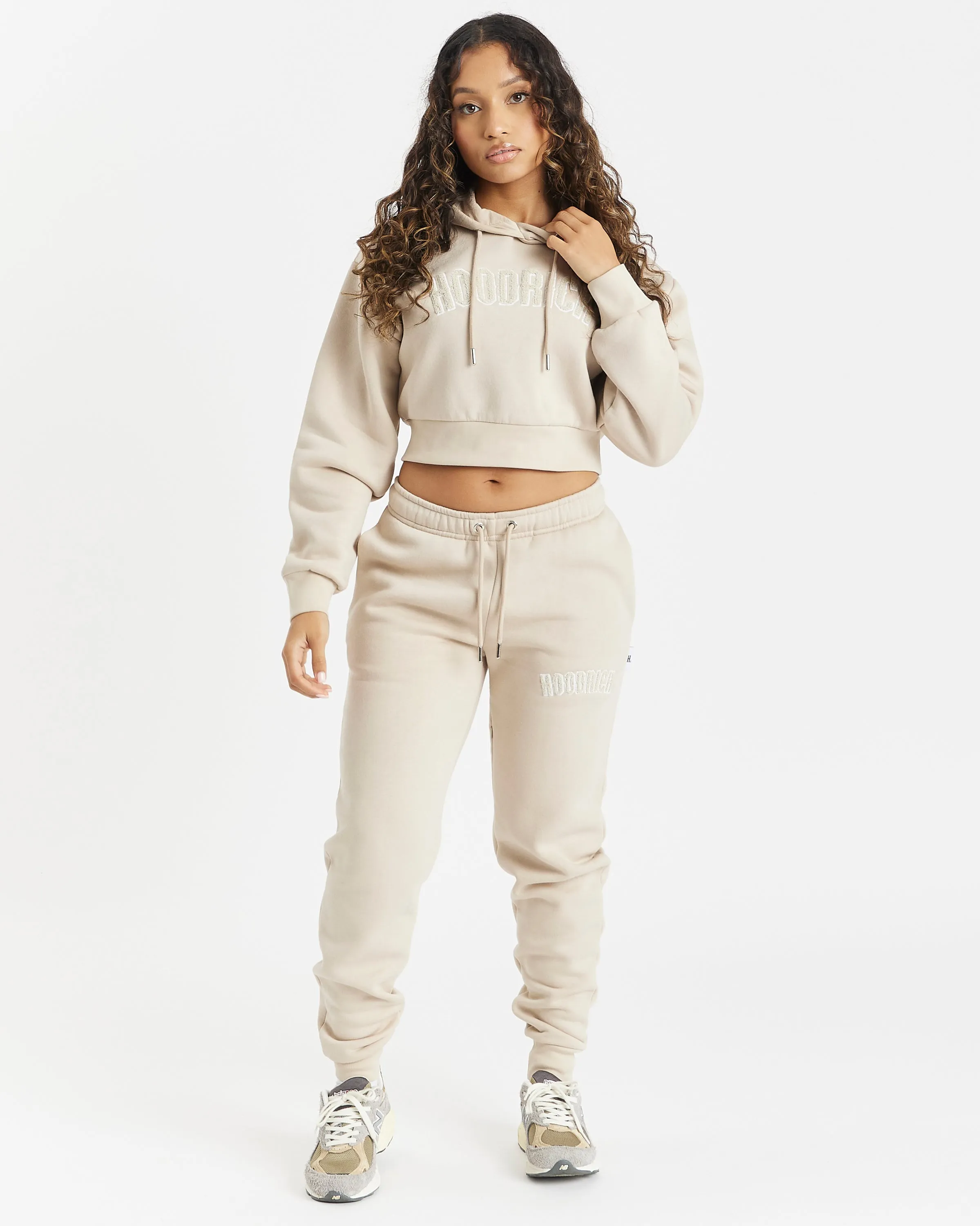 Kraze Cropped Hoodie - Beige/White sold by Hoodrich product image thumbnail 4