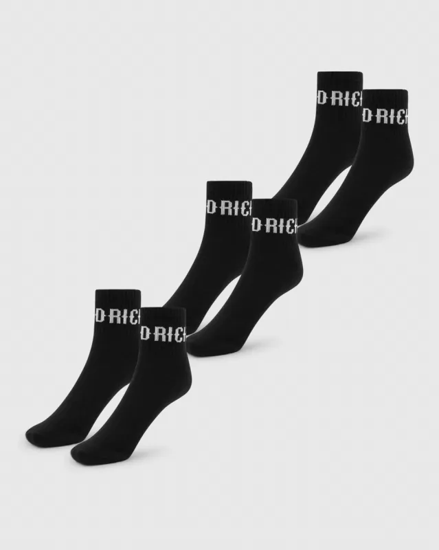 OG Core 3 Pack Quarter Socks - Black/White sold by Hoodrich