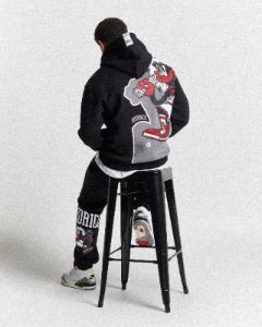 Menace Hoodie - Black/White/Red sold by Hoodrich