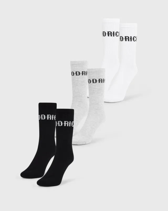OG Core 3 Pack Crew Socks - Grey/White/Black sold by Hoodrich