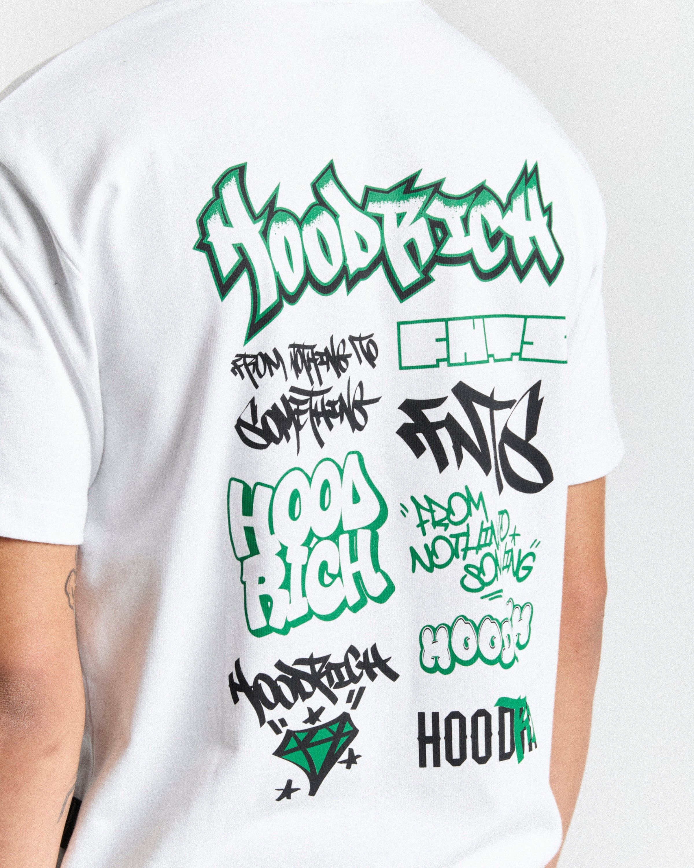 関税送料込 HOODRICH Graffiti オーバーサイズ 半袖 Tシャツ Graffiti Tag T-Shirt - White/Green/Black | Parallel