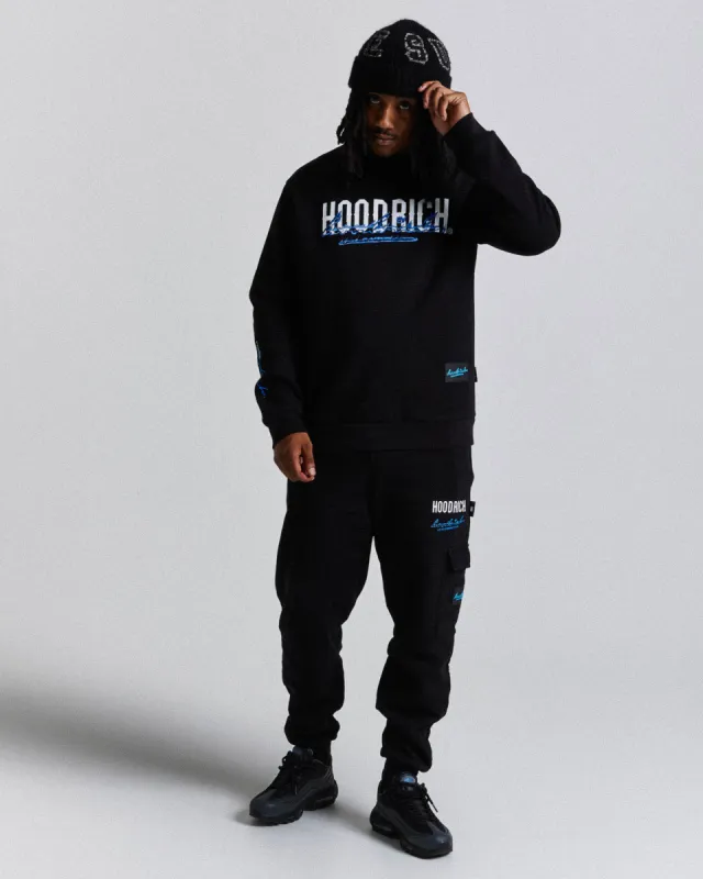 Flames Joggers - Black/White/Blues sold by Hoodrich