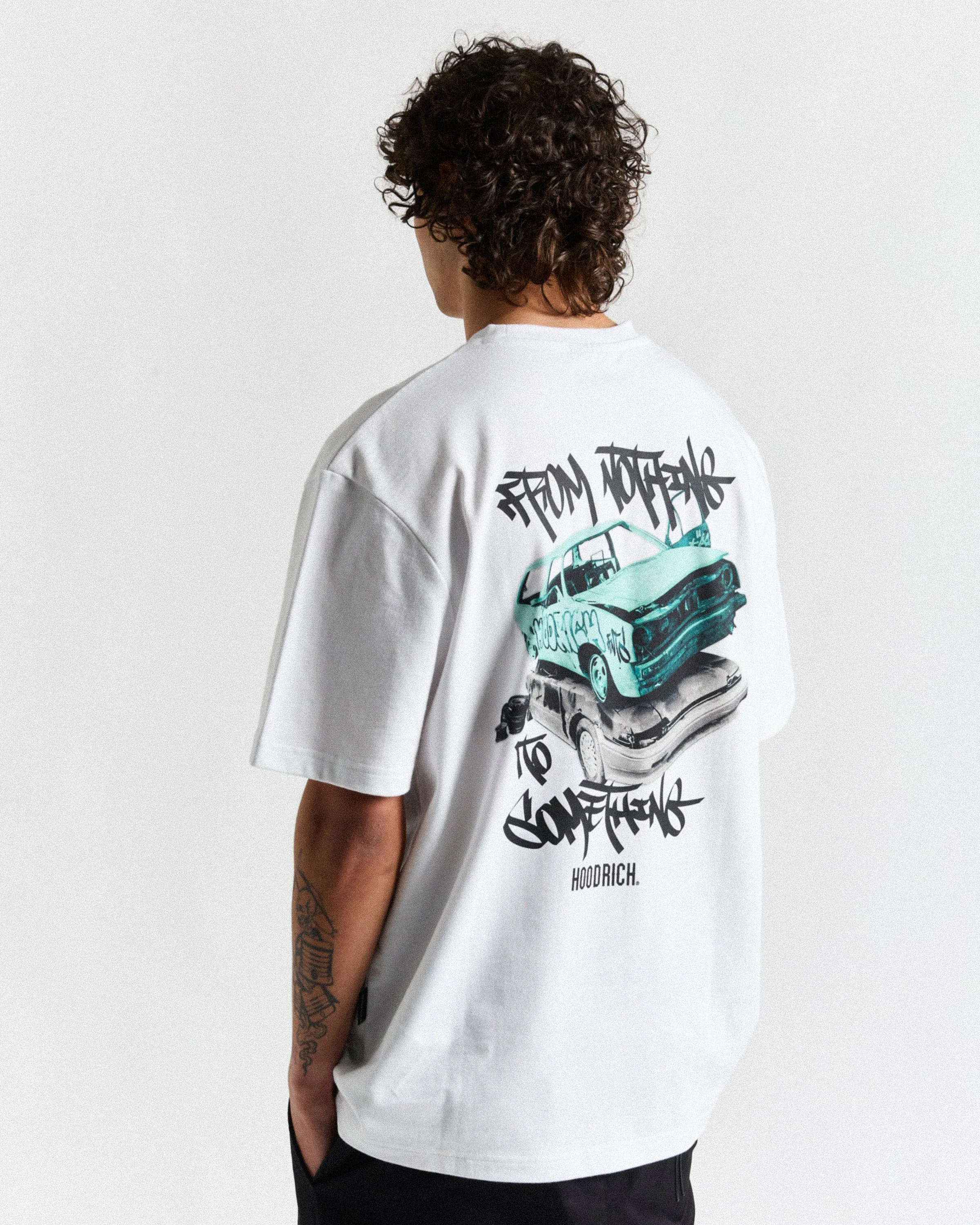 Graffiti Car T-Shirt - White/Black/Blue sold by Hoodrich
