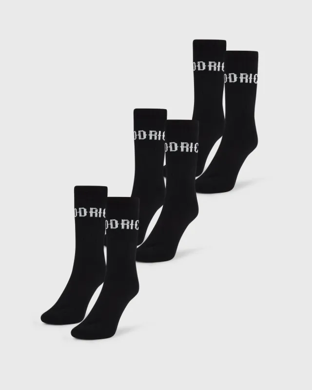 OG Core 3 Pack Crew Socks - Black/White sold by Hoodrich