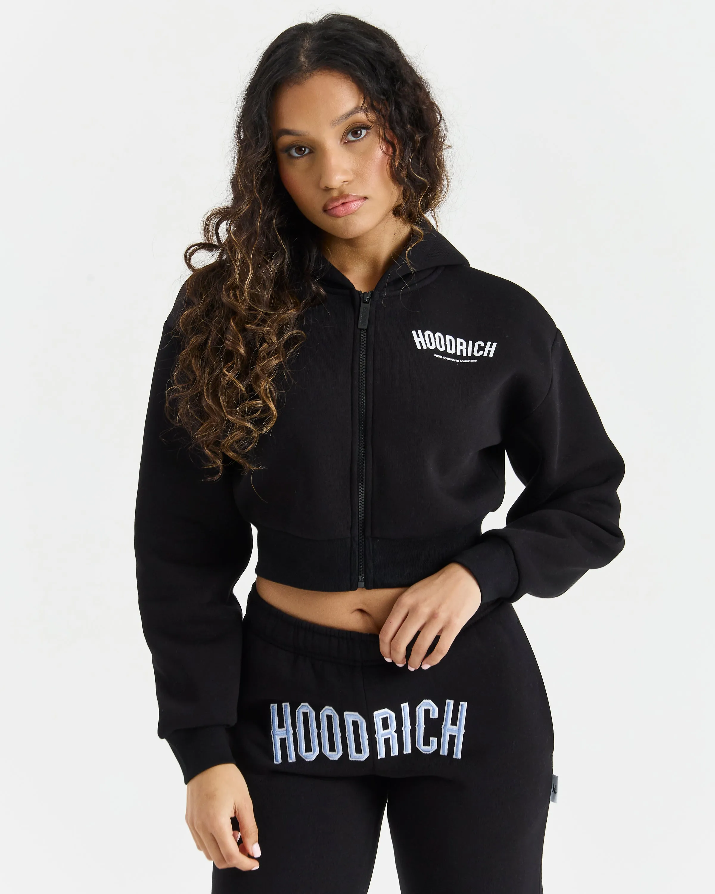 Breeze Cropped Zip Hoodie - Black/Blue/White sold by Hoodrich