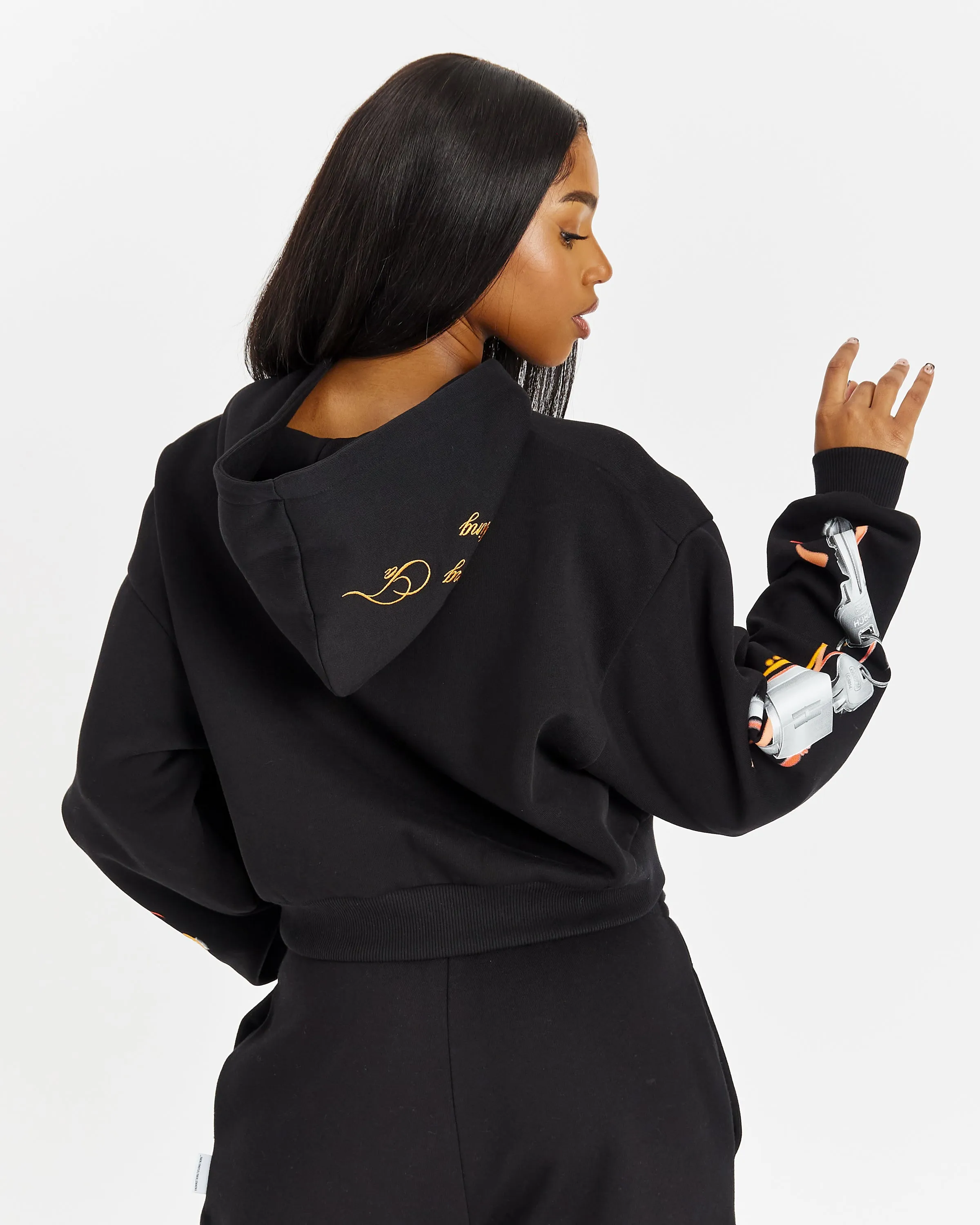 Eternal Oversized Zip Hoodie - Black/White/Orange sold by Hoodrich product image thumbnail 3