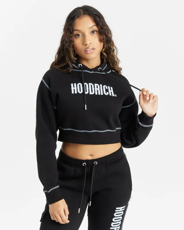 Distinct Cropped Hoodie - Black/White/Blue sold by Hoodrich