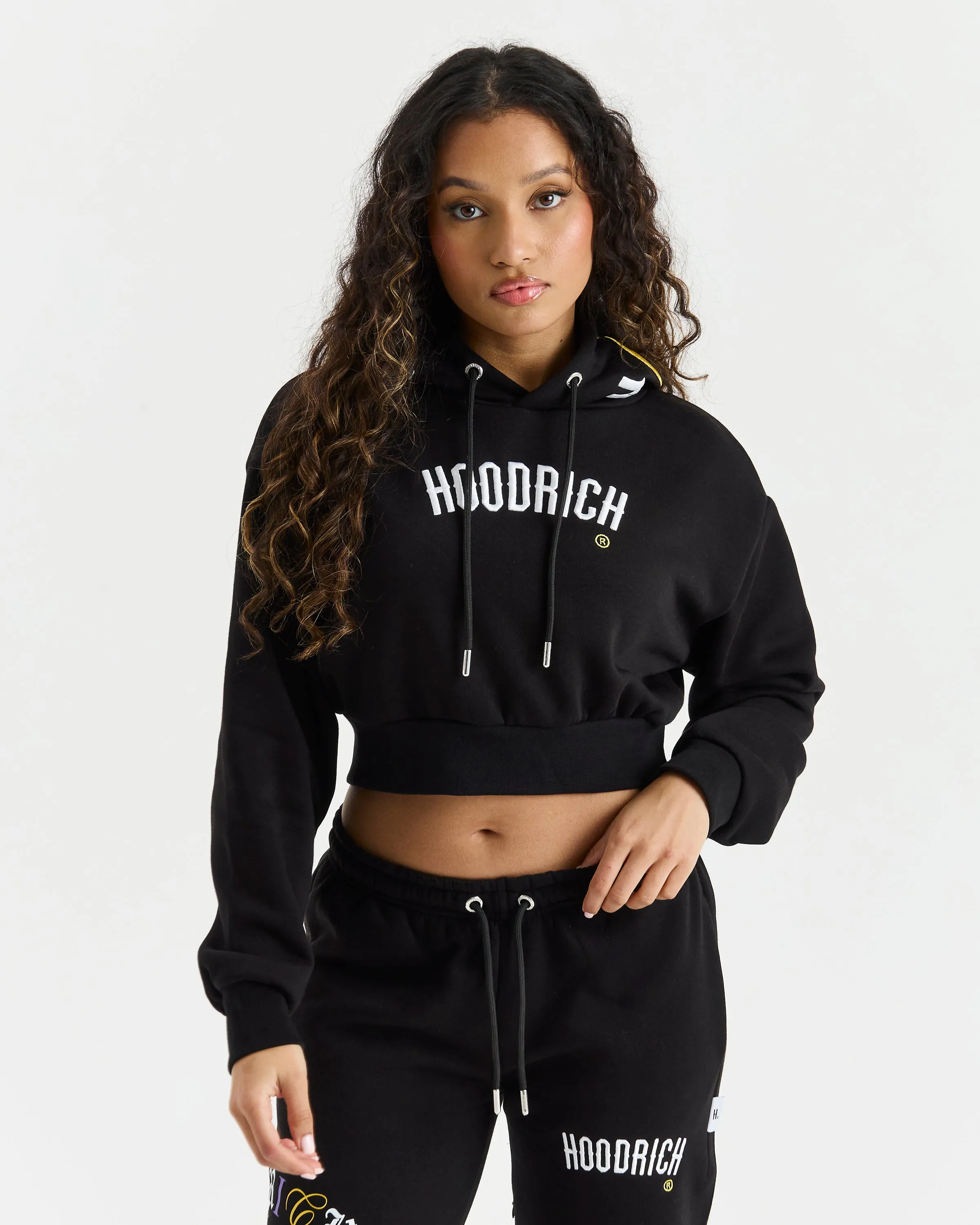 Calor Cropped Hoodie - Black/White/Yellow/Purple sold by Hoodrich