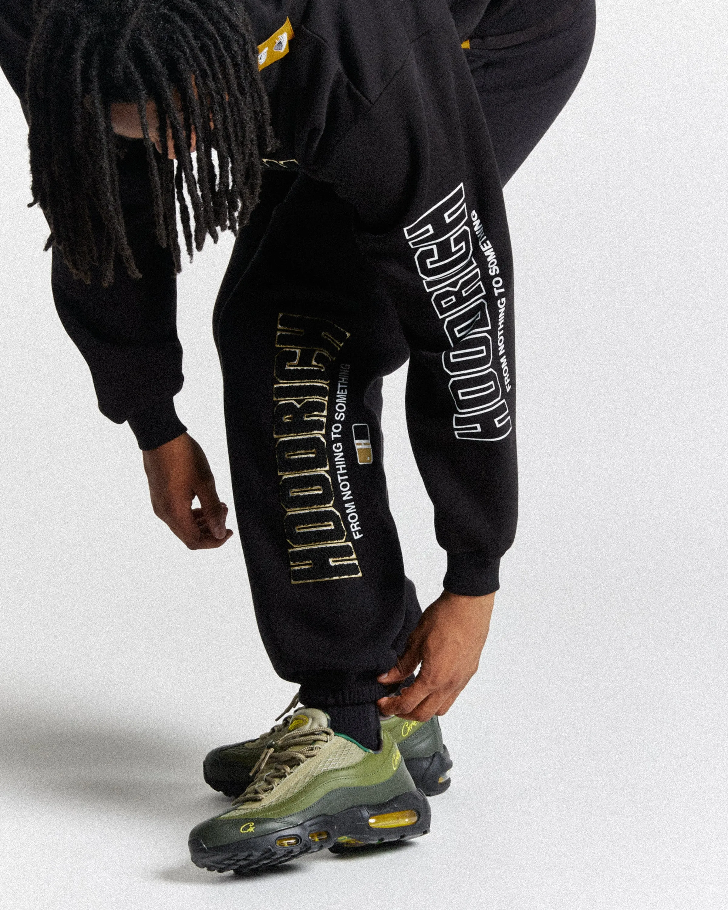 Zenith Oversized Joggers - Black/White/Gold sold by Hoodrich