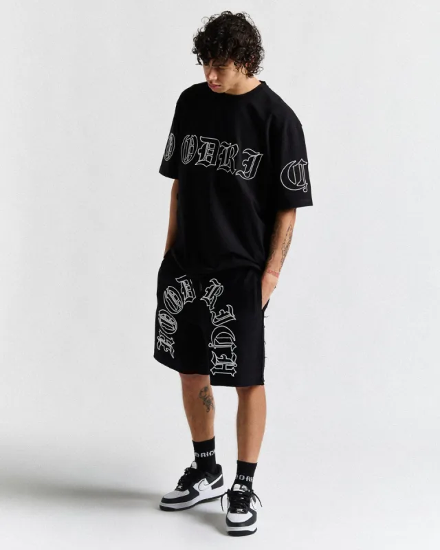 Helix Oversized Shorts - Black/White sold by Hoodrich