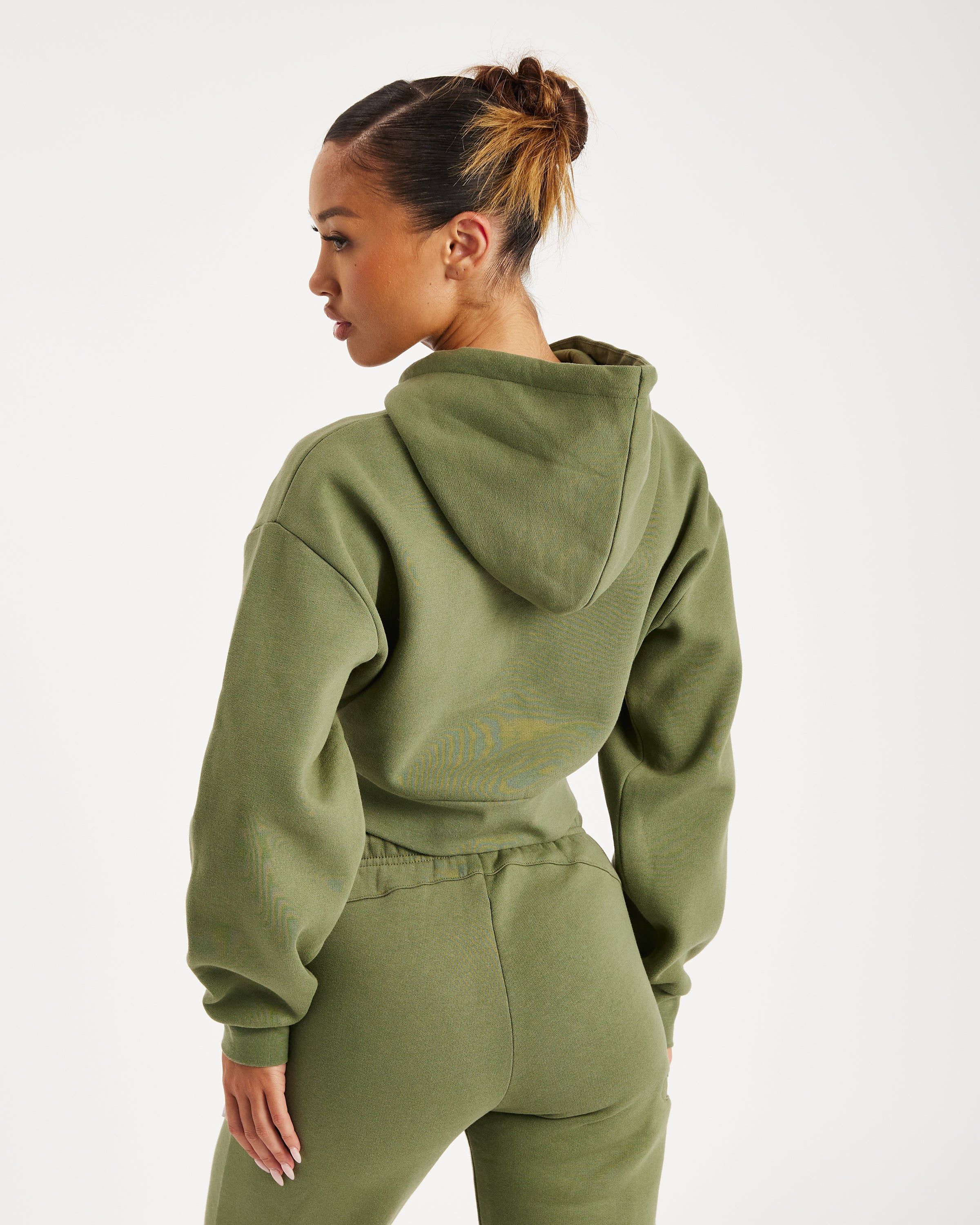 Aspect Cropped Hoodie - Olive/White sold by Hoodrich product image thumbnail 2