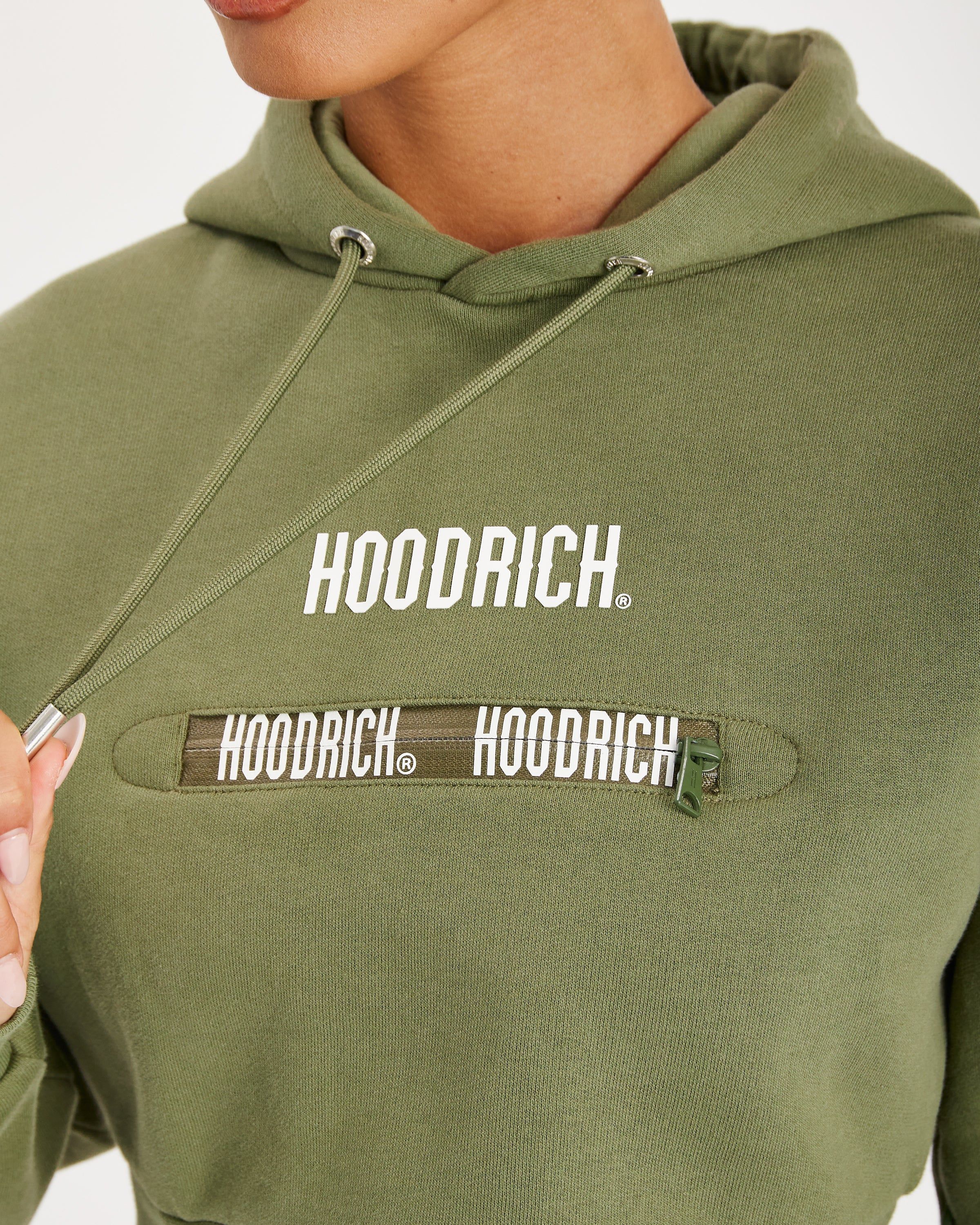 Aspect Cropped Hoodie - Olive/White sold by Hoodrich product image thumbnail 5