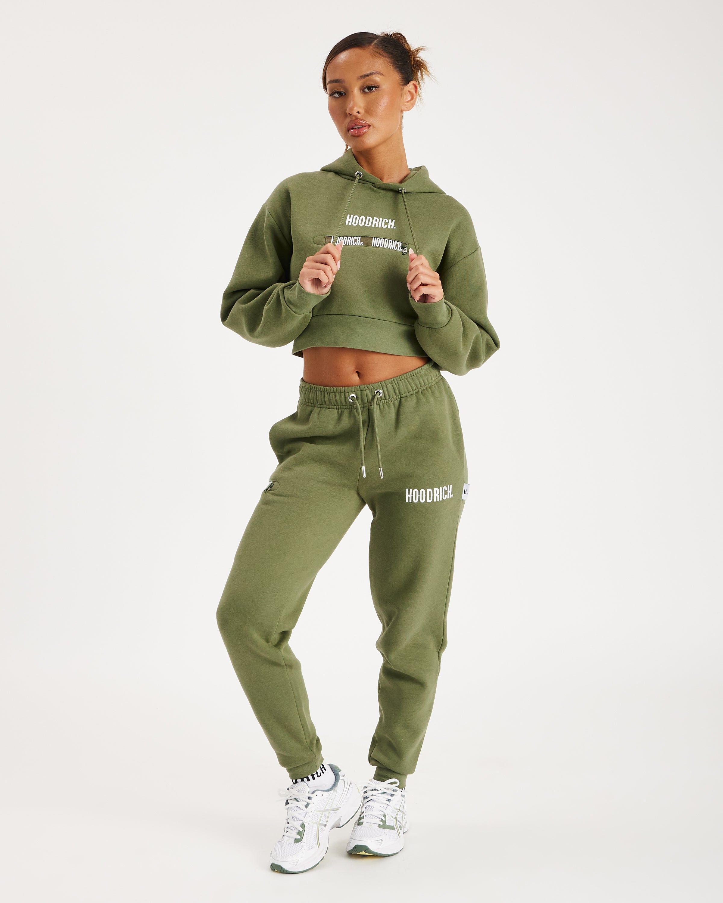 Aspect Cropped Hoodie - Olive/White sold by Hoodrich product image thumbnail 3