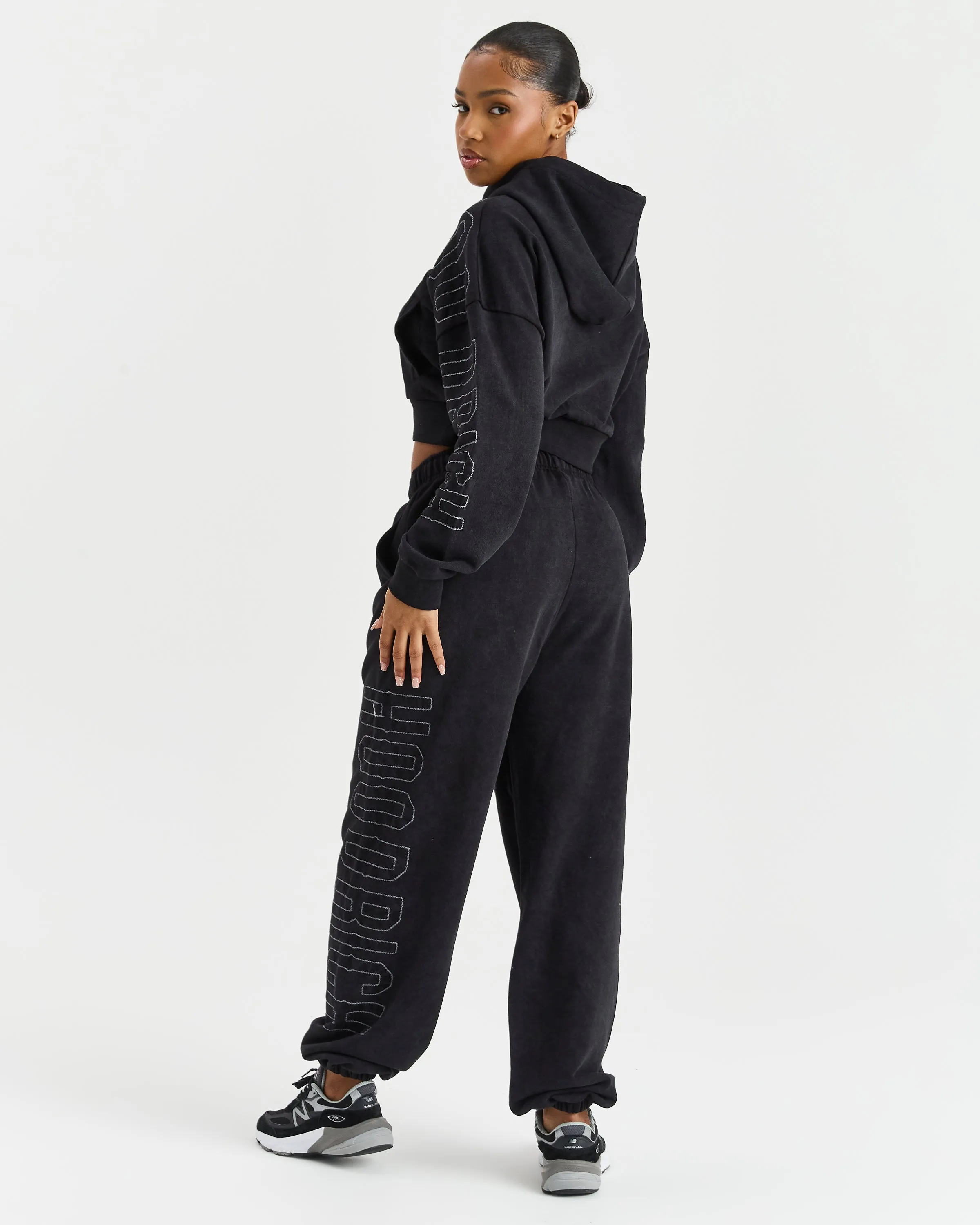 Erode Cropped Hoodie - Black Wash sold by Hoodrich product image thumbnail 4