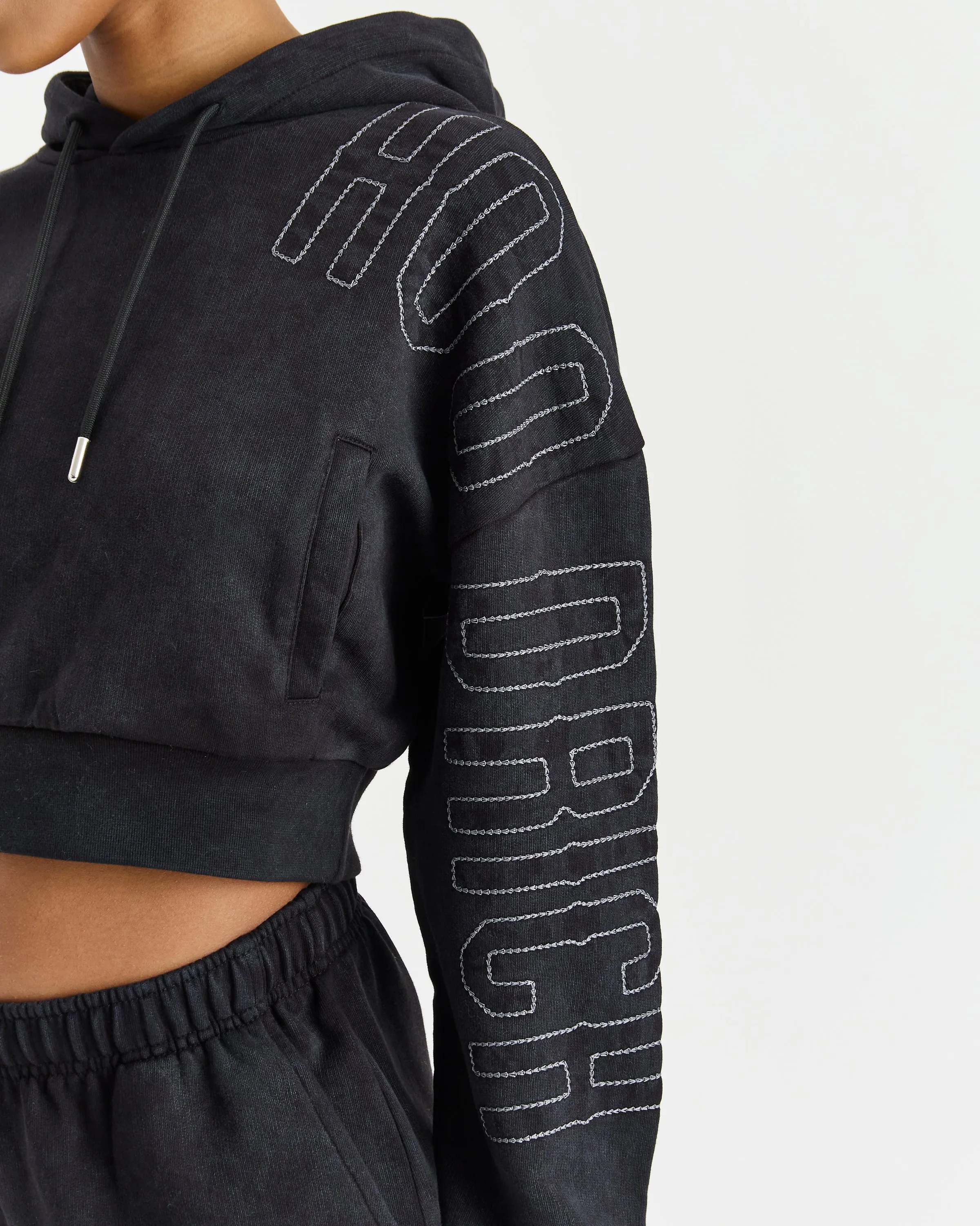 Erode Cropped Hoodie - Black Wash sold by Hoodrich product image thumbnail 2