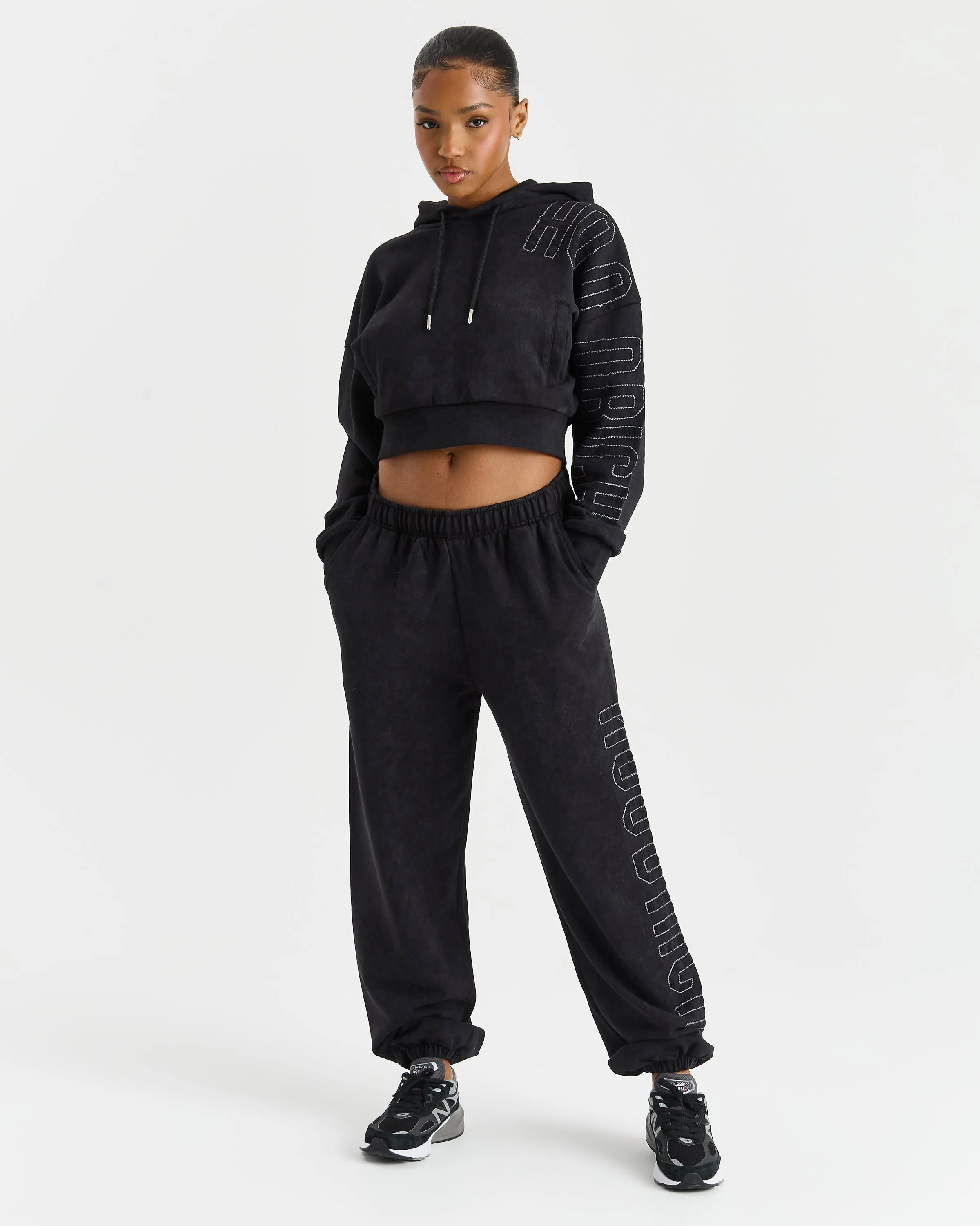 Erode Cropped Hoodie - Black Wash sold by Hoodrich product image thumbnail 3