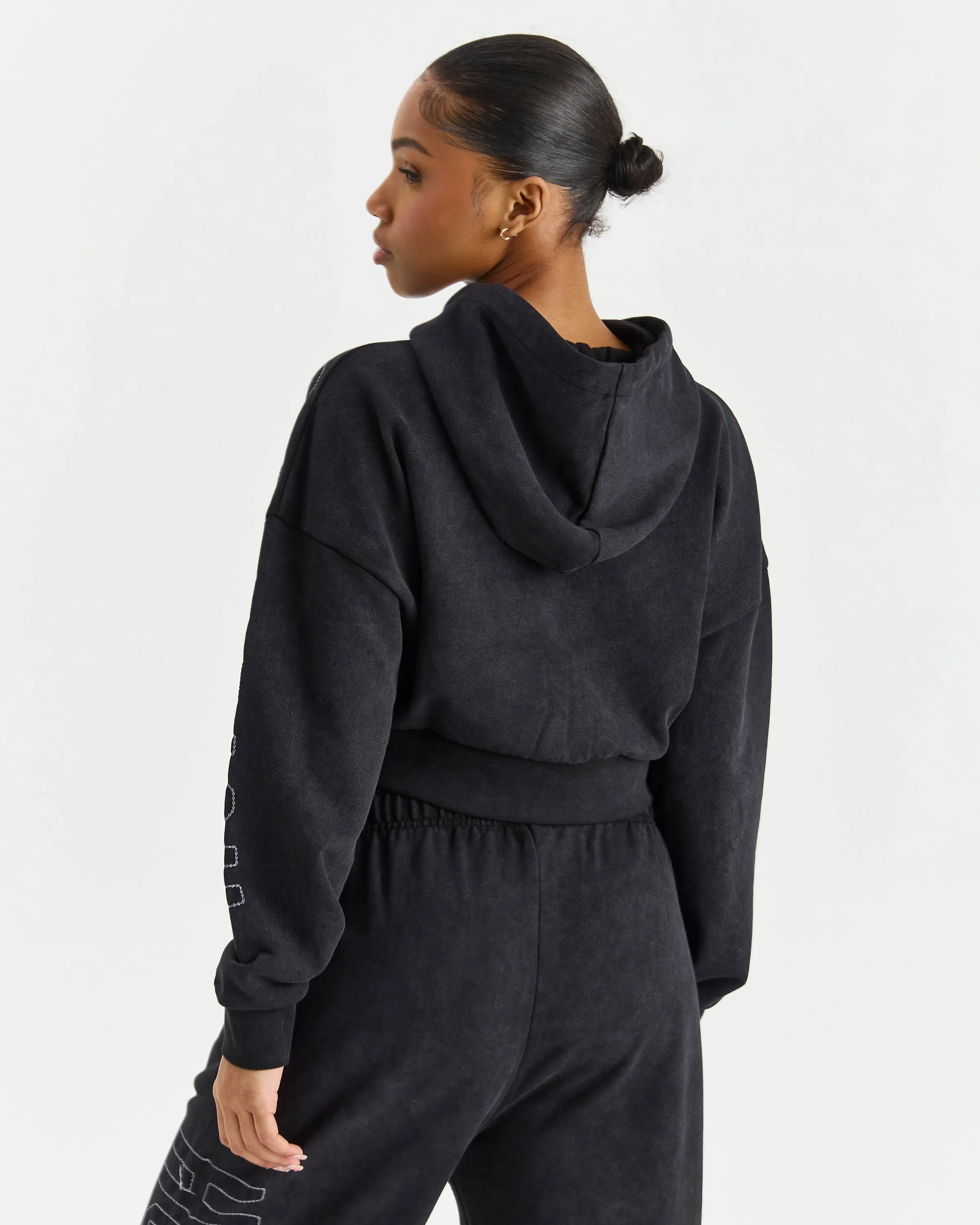 Erode Cropped Hoodie - Black Wash sold by Hoodrich product image thumbnail 5