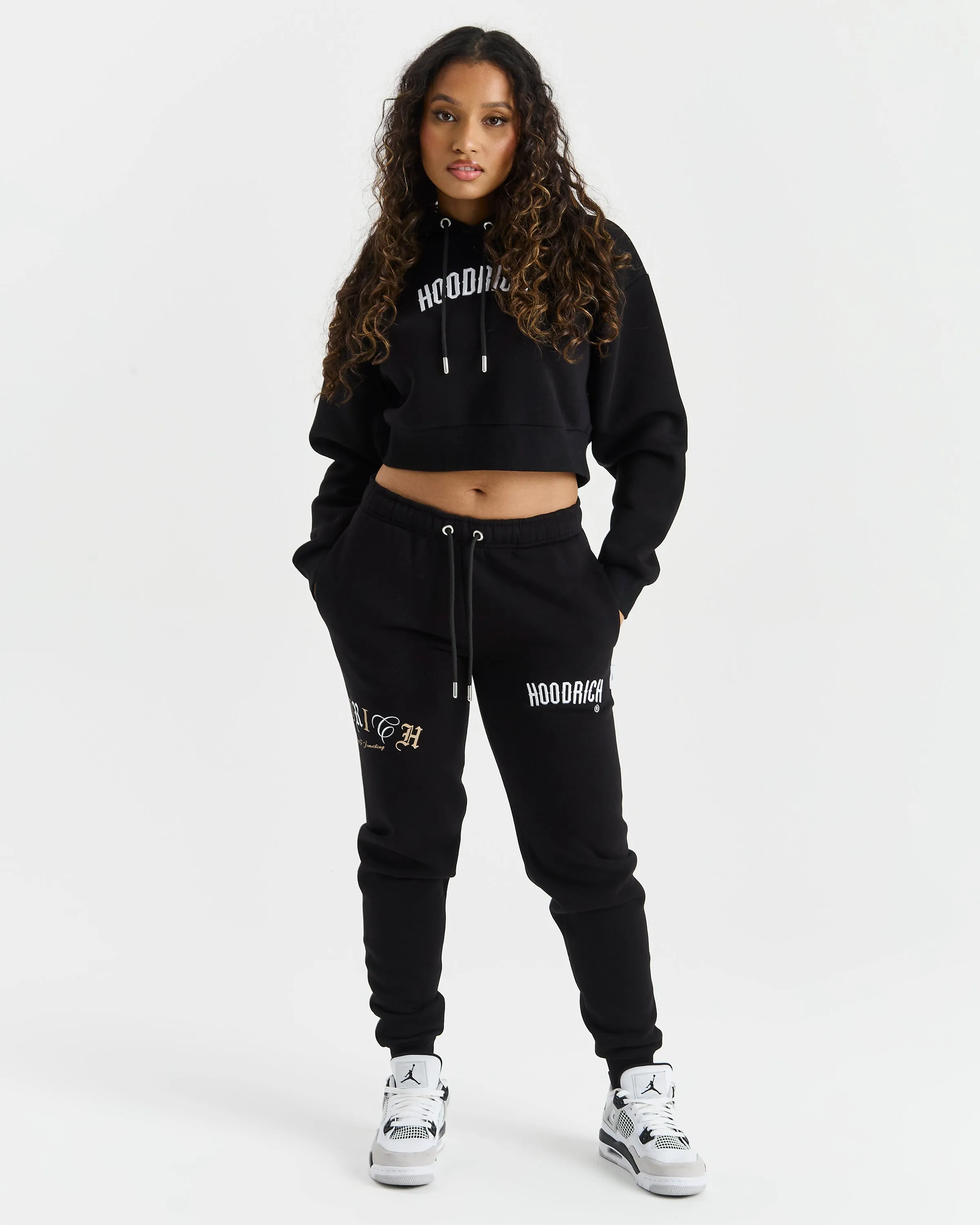 Calor Cropped Hoodie - Black/Cream/Tan sold by Hoodrich product image thumbnail 5