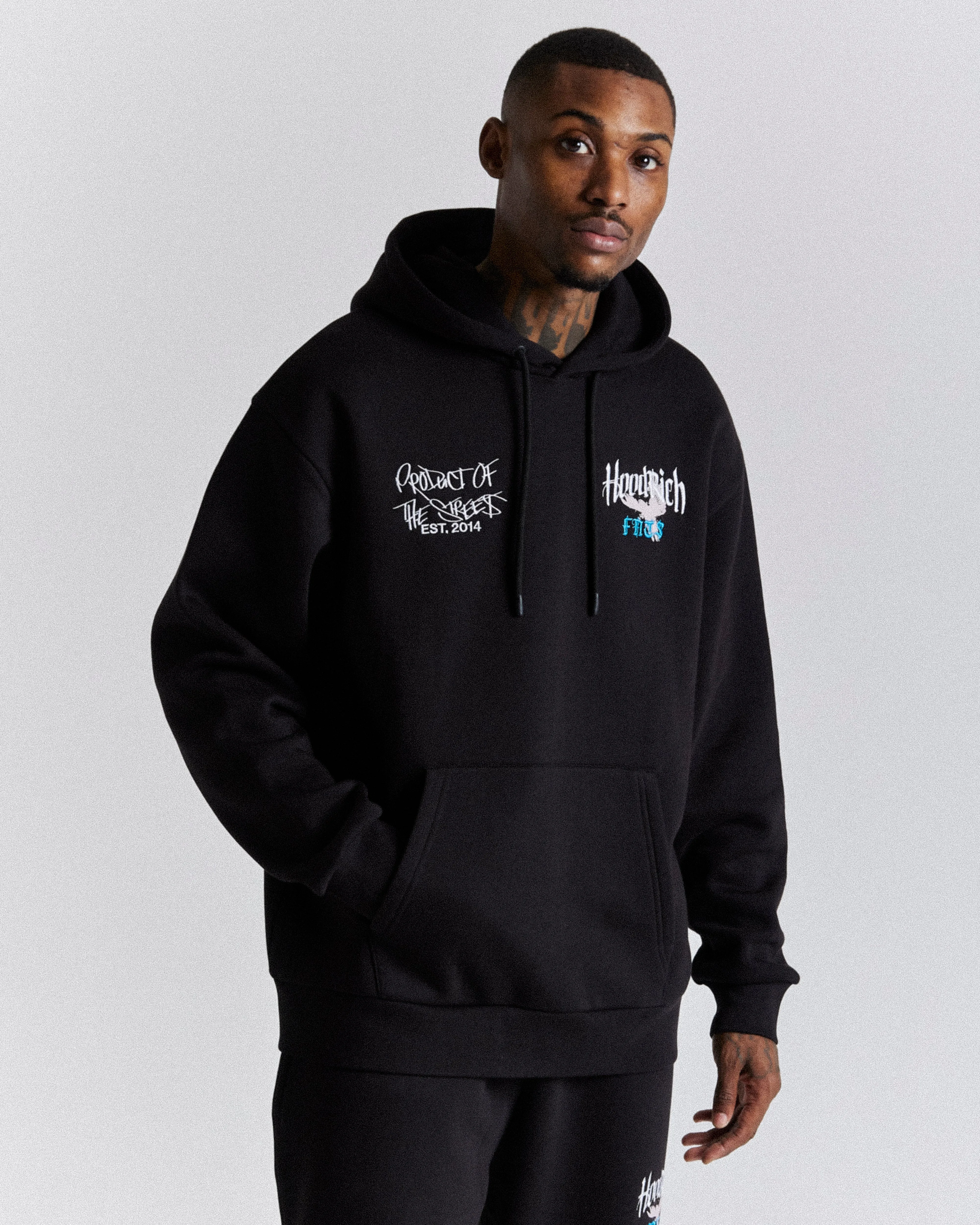 Rise Oversized Hoodie - Black/White/Blue sold by Hoodrich product image thumbnail 2