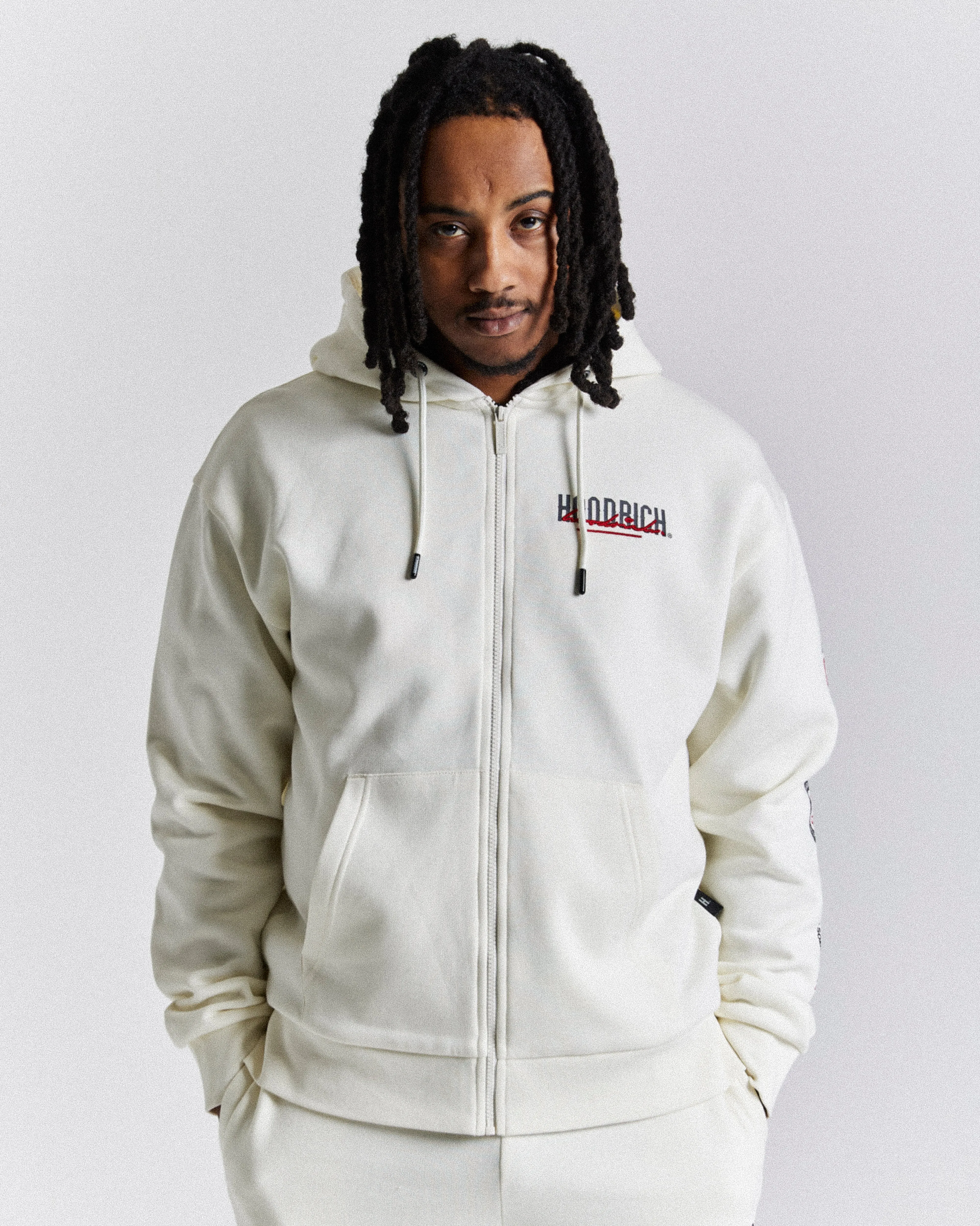Fusion Zip Hoodie - Off White/Grey/Red sold by Hoodrich