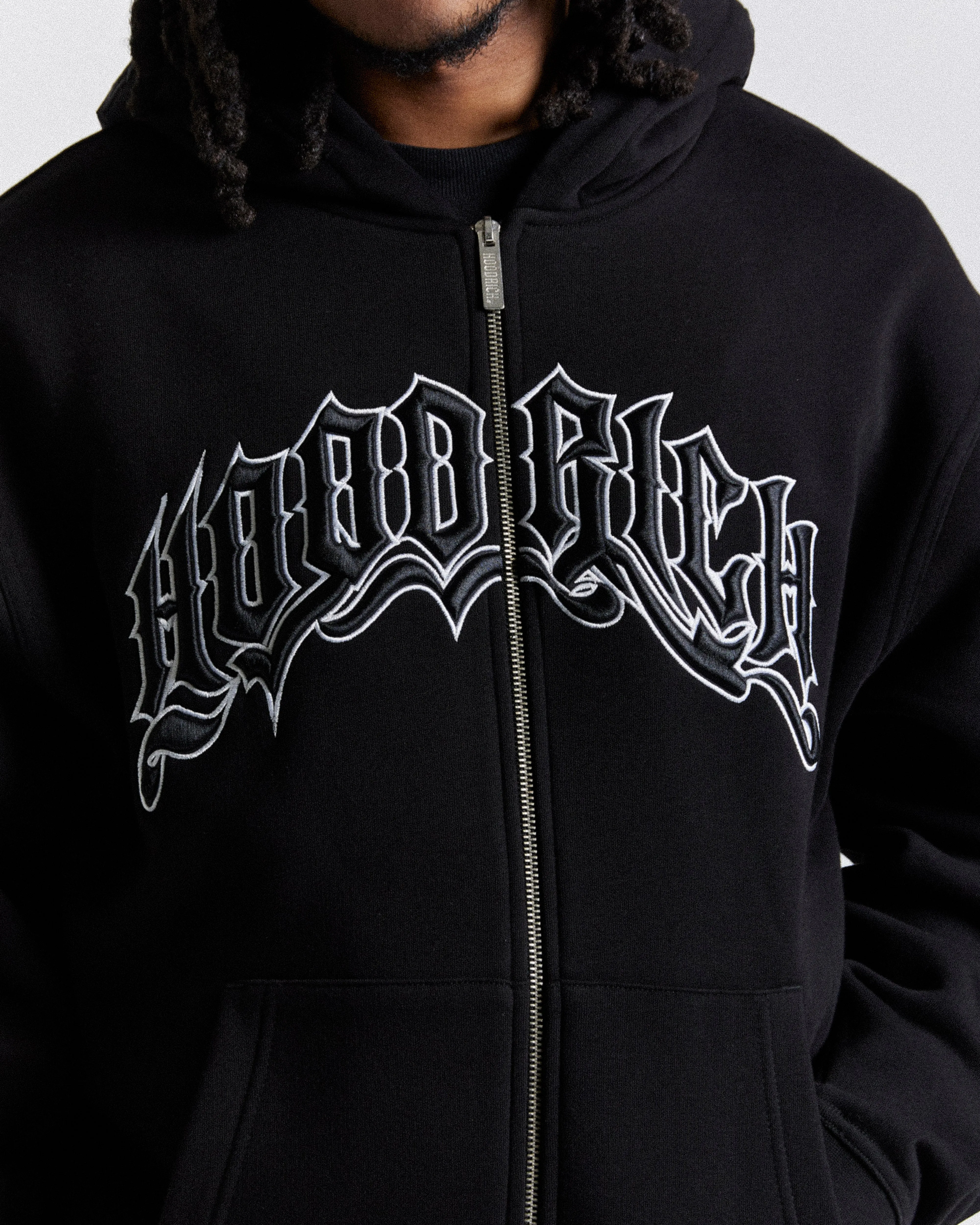 Ritual Oversized Zip Hoodie - Black/White sold by Hoodrich product image thumbnail 2