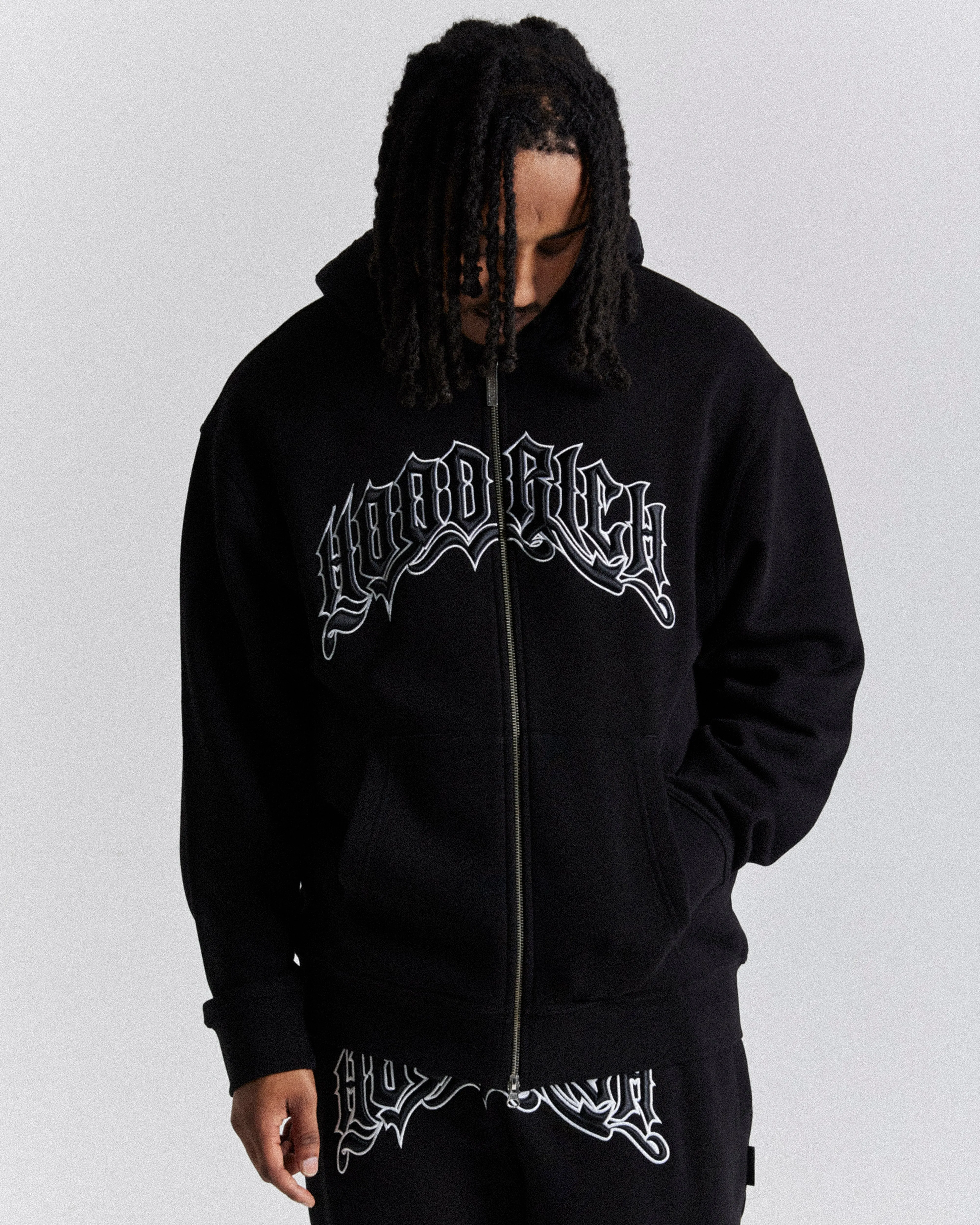 Ritual Oversized Zip Hoodie - Black/White sold by Hoodrich product image thumbnail 3