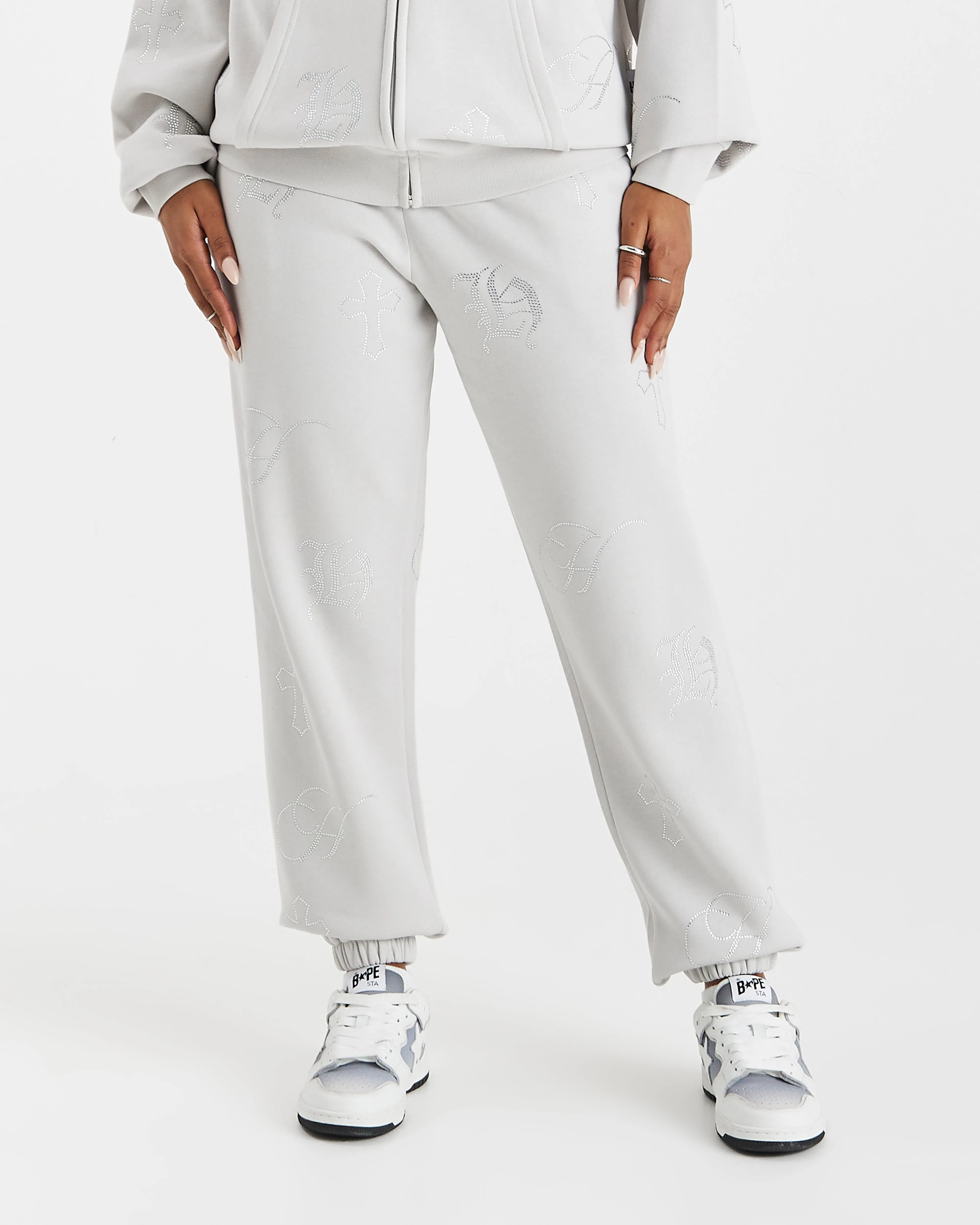 Crystal Joggers - Grey/Silver Rhinestone sold by Hoodrich product image thumbnail 2