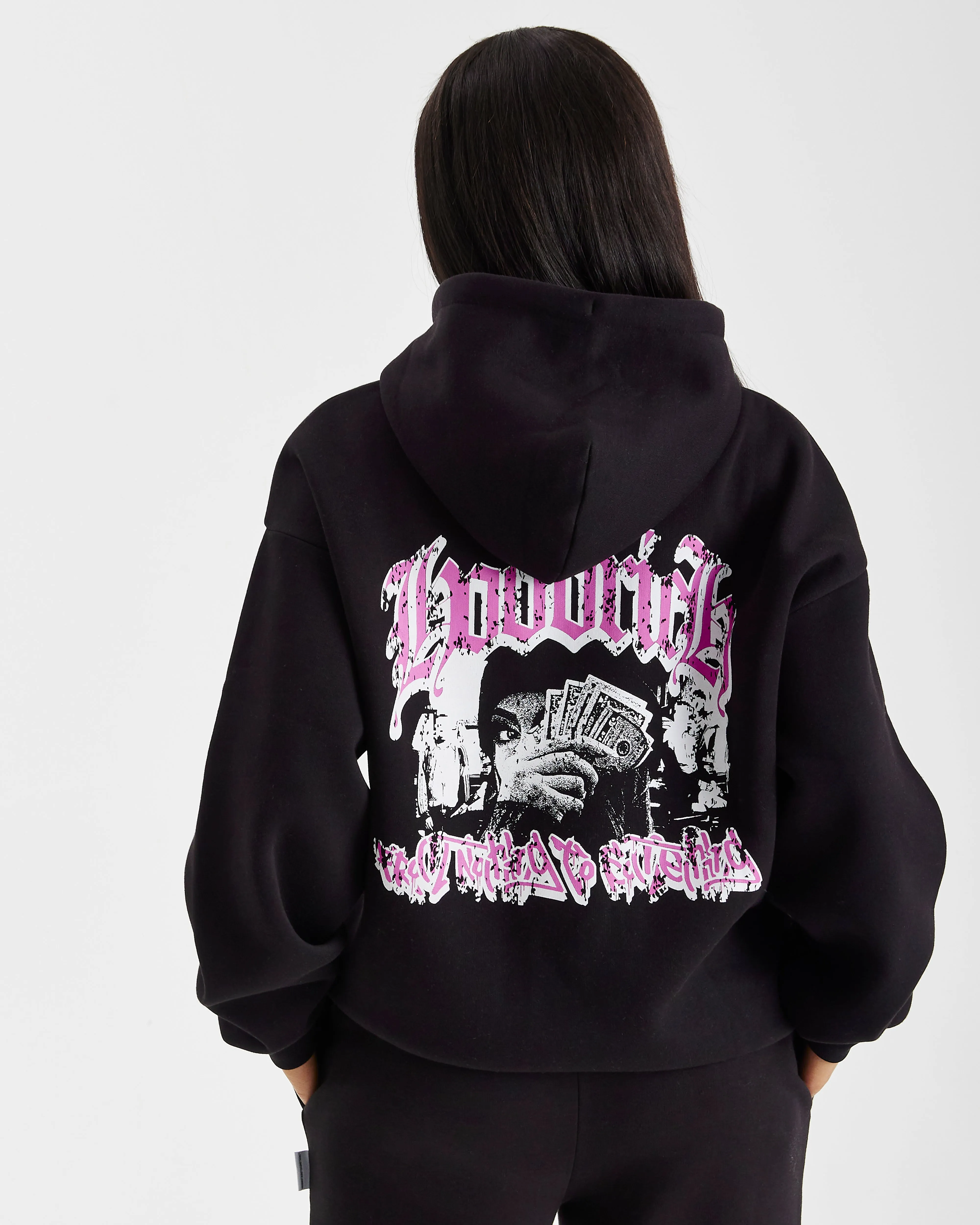 Sketch Money Oversized Hoodie - Black/White/Pink sold by Hoodrich product image thumbnail 2