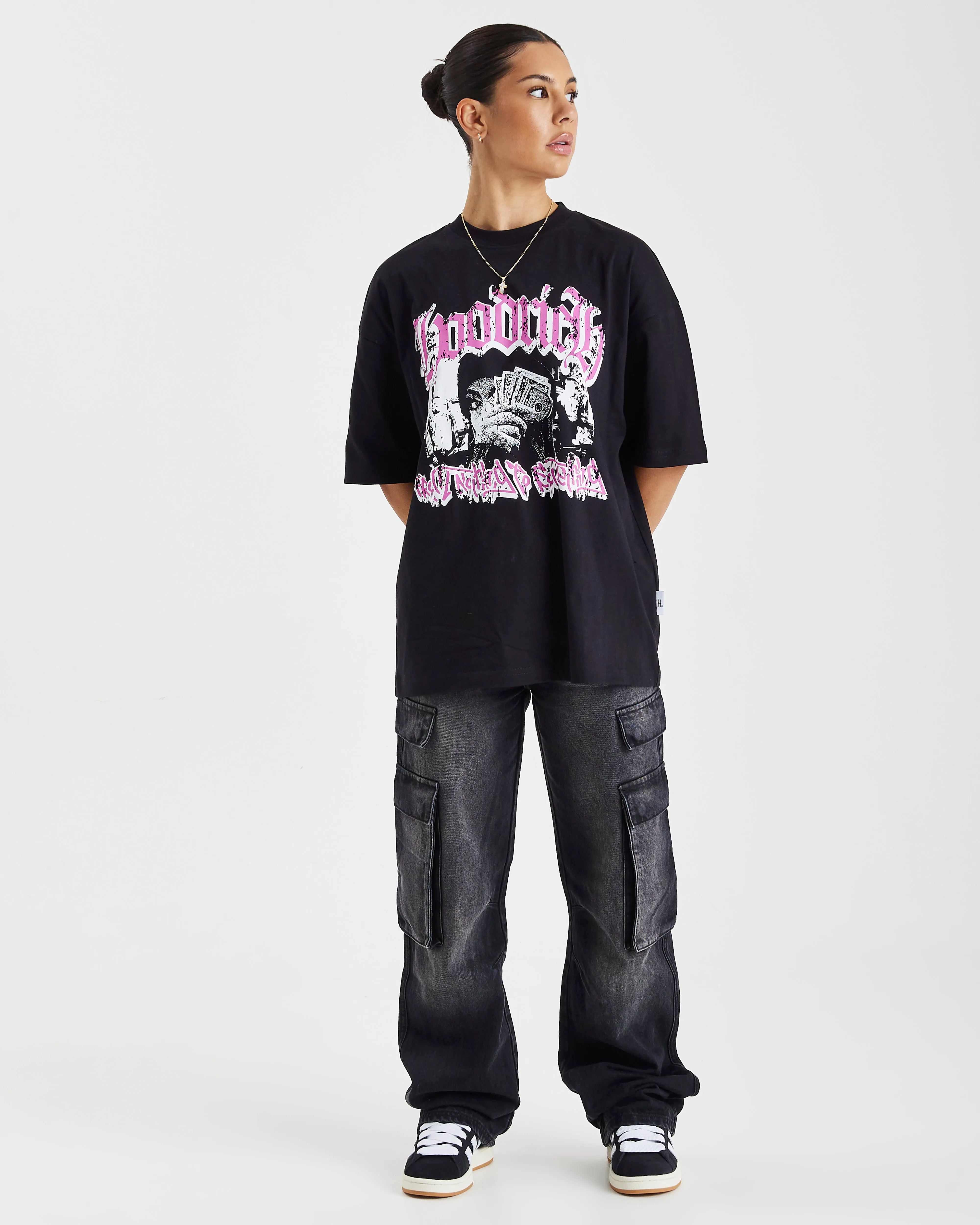 Sketch Money Oversized T-Shirt - Black/White/Pink sold by Hoodrich product image thumbnail 5