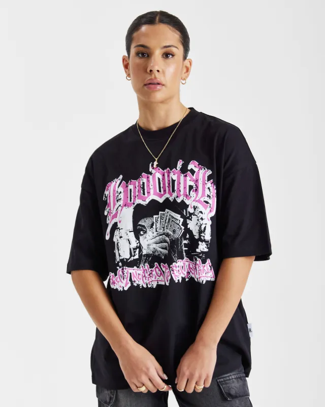 Sketch Money Oversized T-Shirt - Black/White/Pink sold by Hoodrich