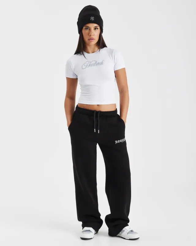 Dusk Wide Leg Joggers - Black/White sold by Hoodrich