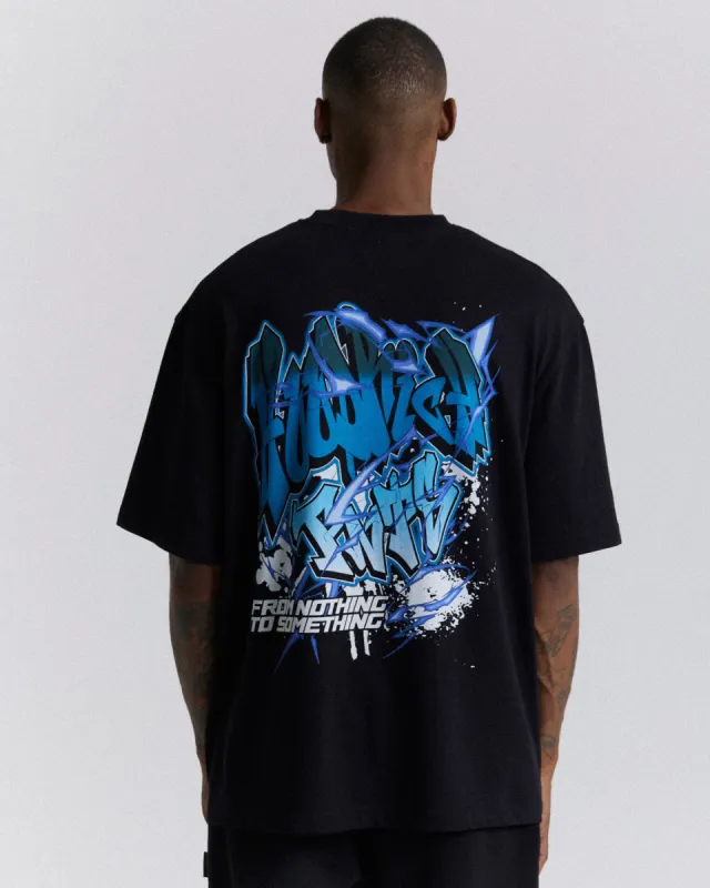 Wall Art Oversized T-Shirt - Black/White/Blue sold by Hoodrich