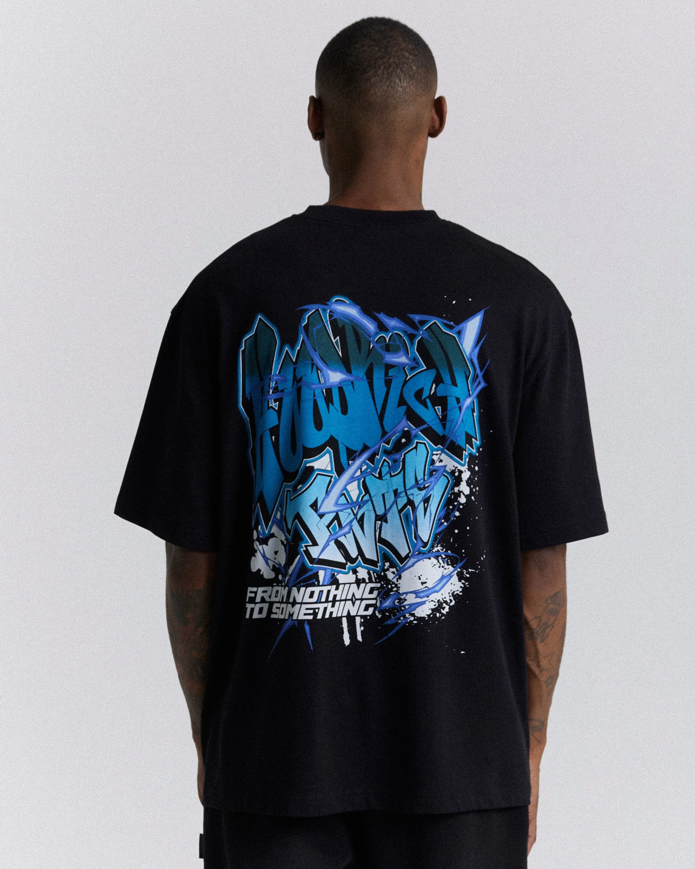 Wall Art Oversized T-Shirt - Black/White/Blue sold by Hoodrich