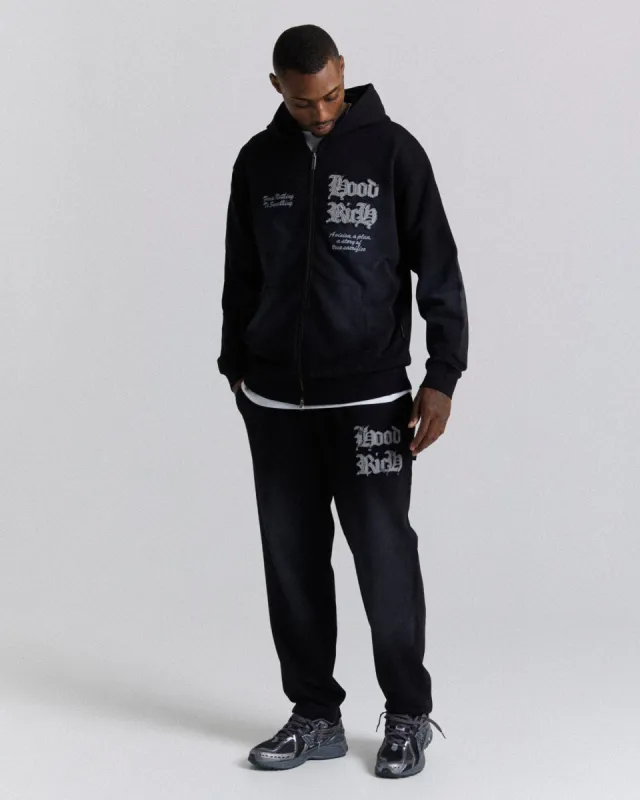 Ash Oversized Jogger - Black/Grey made by Hoodrich