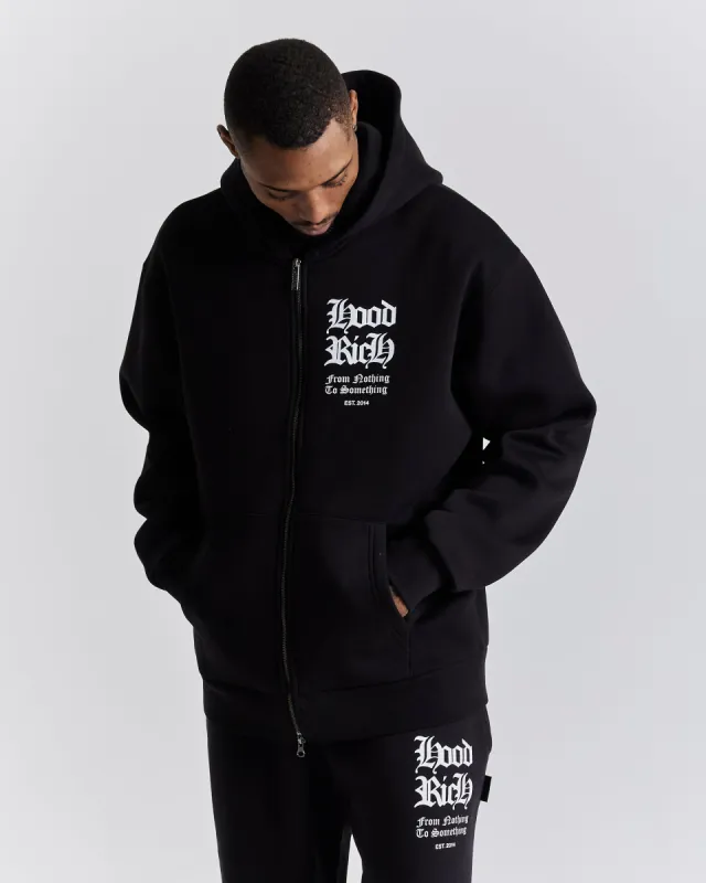 Asphalt Oversized Zip Hoodie - Black/White sold by Hoodrich