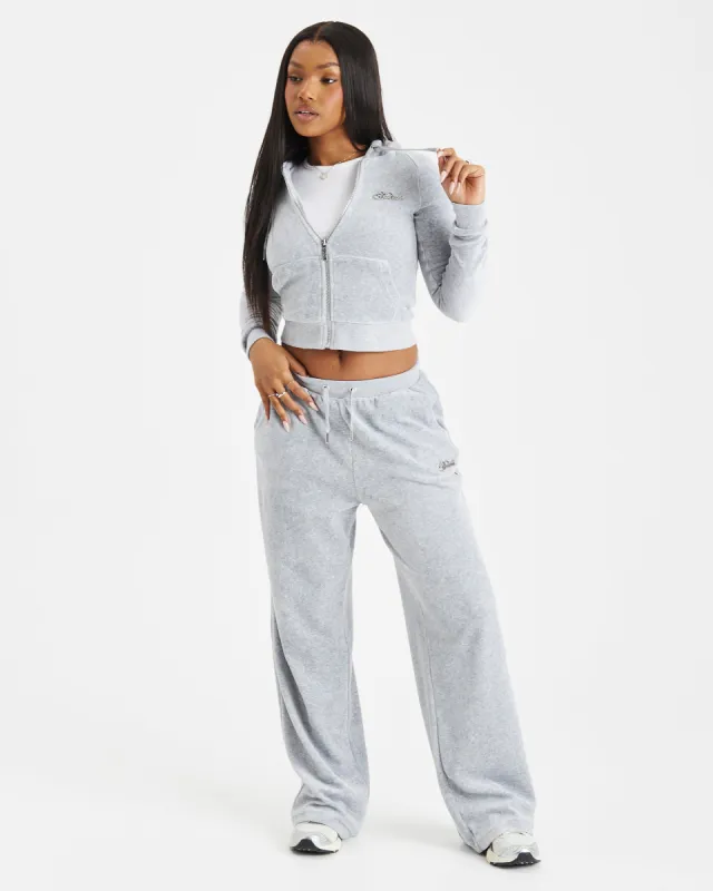Figure Velour Joggers - Grey/Silver/Rhinestone sold by Hoodrich