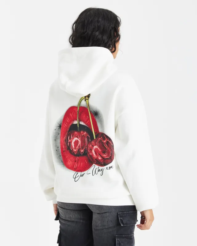 Cherries Oversized Hoodie - White/Black/Red sold by Hoodrich
