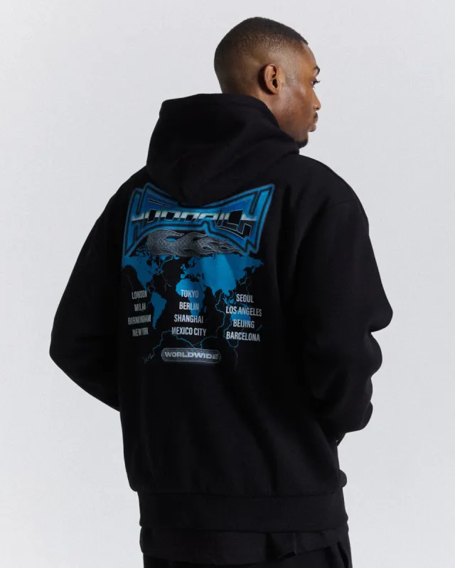 Worldwide Oversized Hoodie - Black/White/Blue sold by Hoodrich