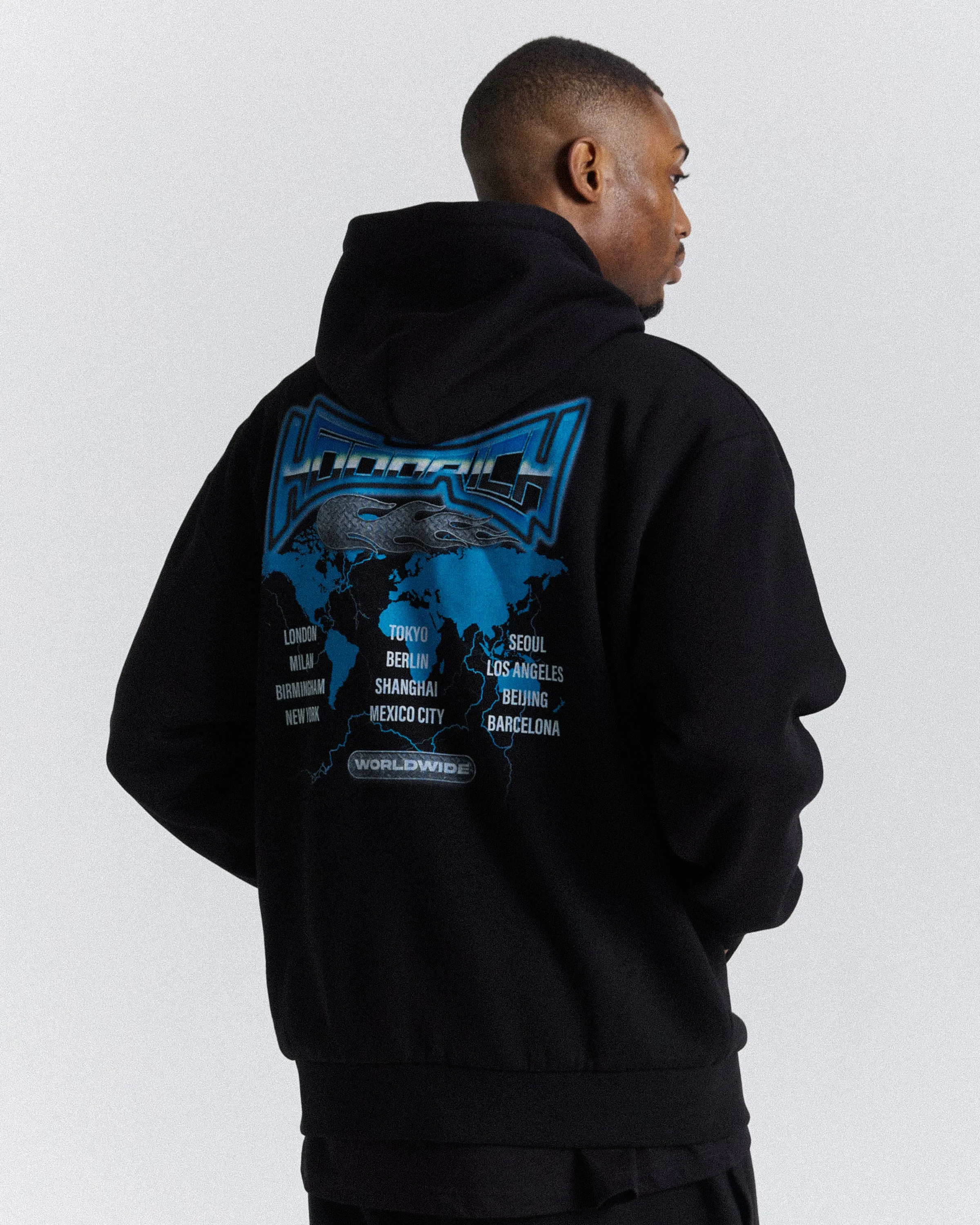Worldwide Oversized Hoodie - Black/White/Blue sold by Hoodrich