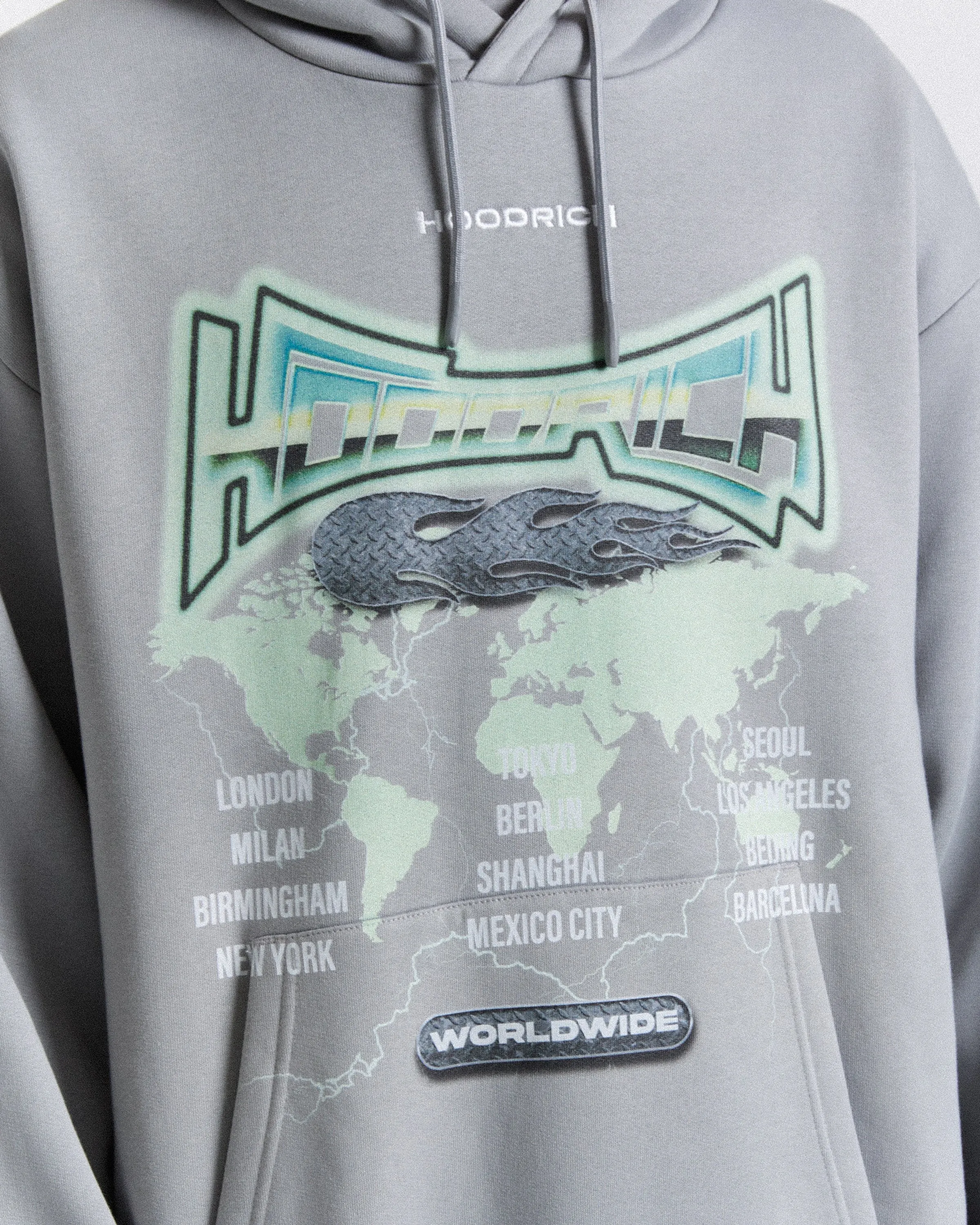 Worldwide Oversized Hoodie - Grey/White/Green sold by Hoodrich product image thumbnail 4
