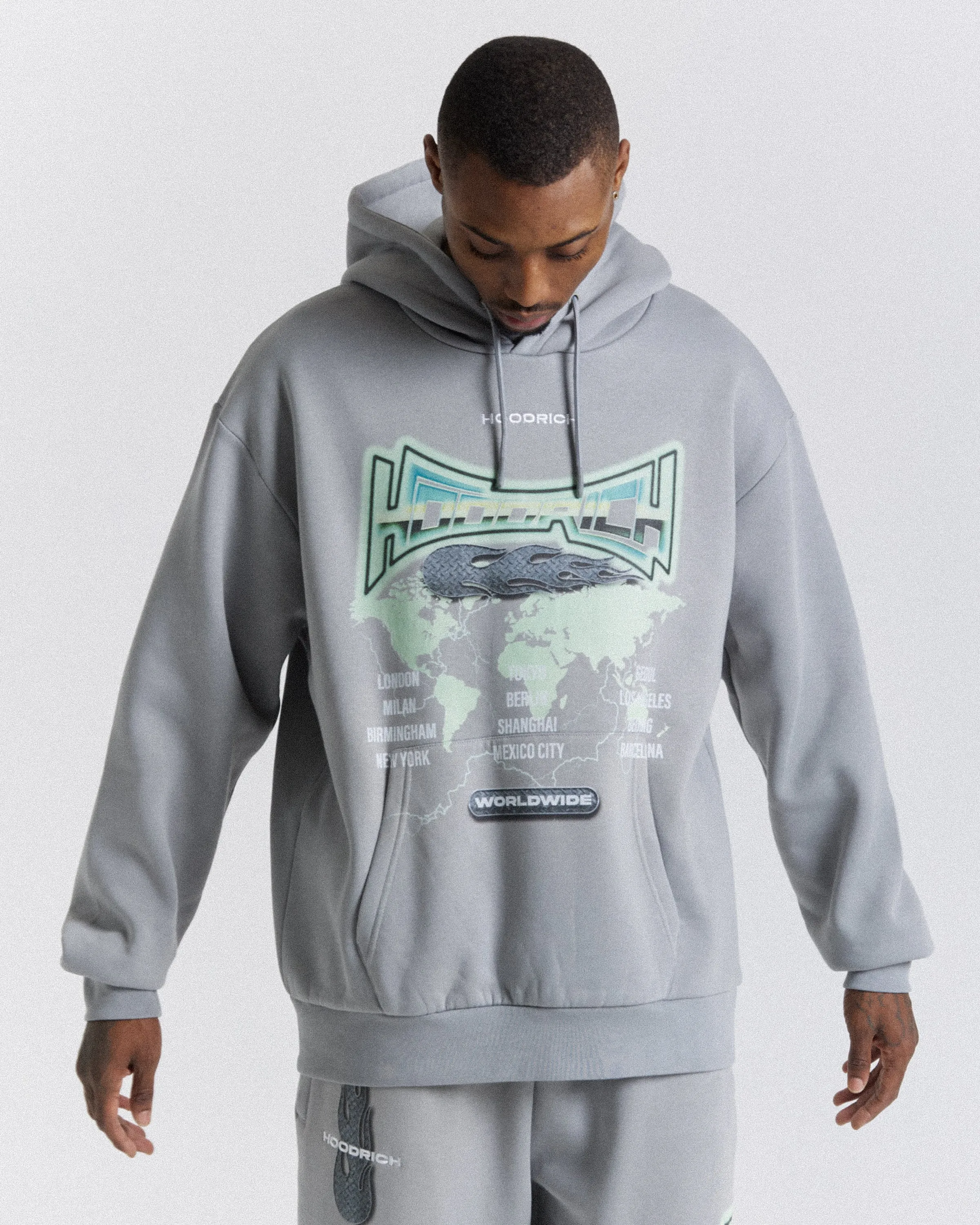 Worldwide Oversized Hoodie - Grey/White/Green sold by Hoodrich