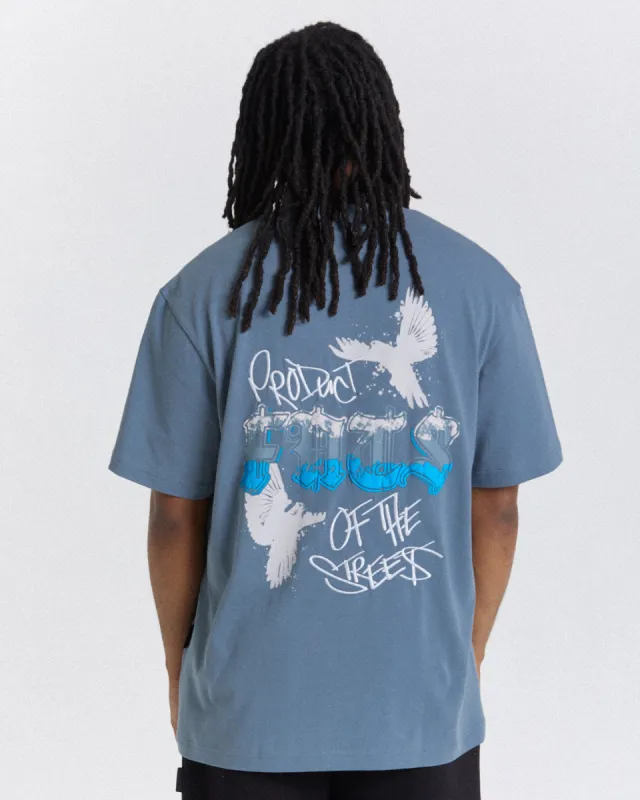 Rise Oversized T-Shirt - Grey/White/Blue sold by Hoodrich