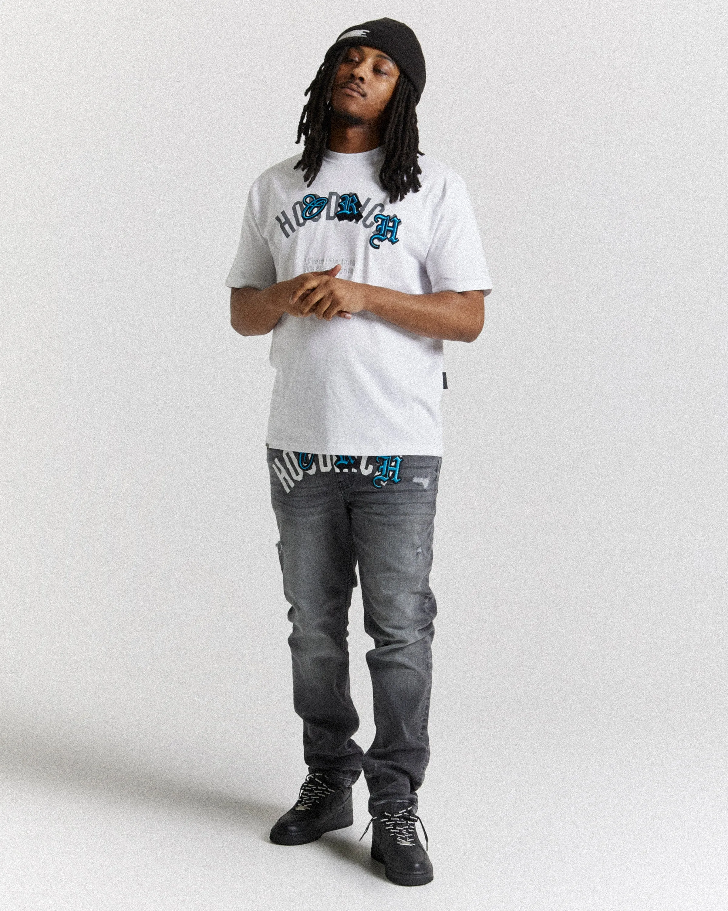 Shadow Jeans - Black/White/Blue sold by Hoodrich