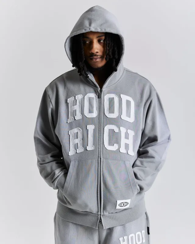 Ember Oversized Zip Hoodie - Grey/White sold by Hoodrich