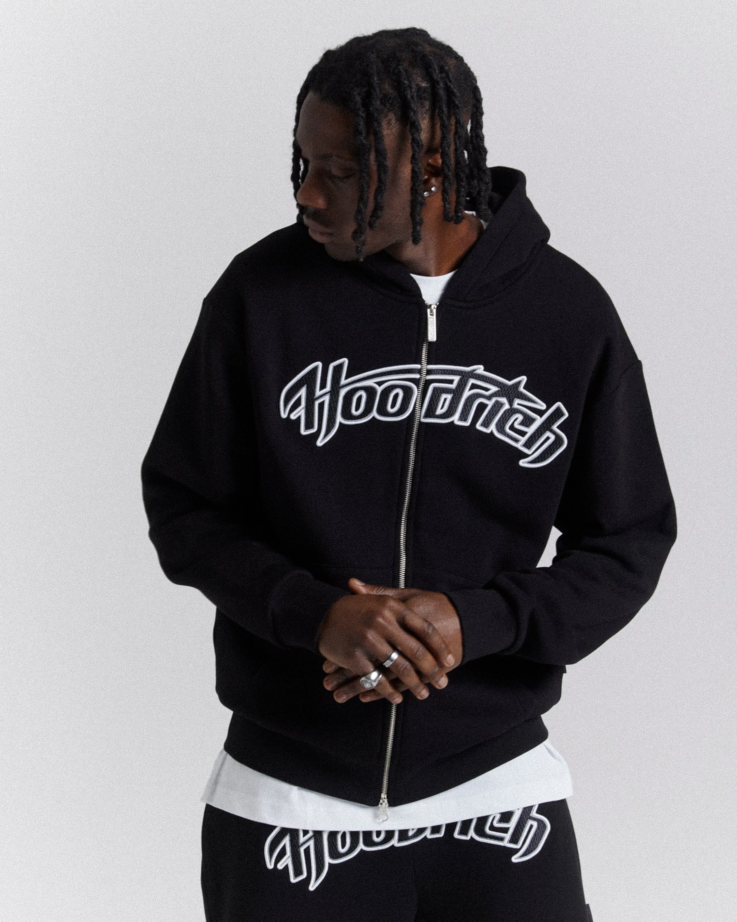 Galaxy Oversized Zip Hoodie - Black/White sold by Hoodrich