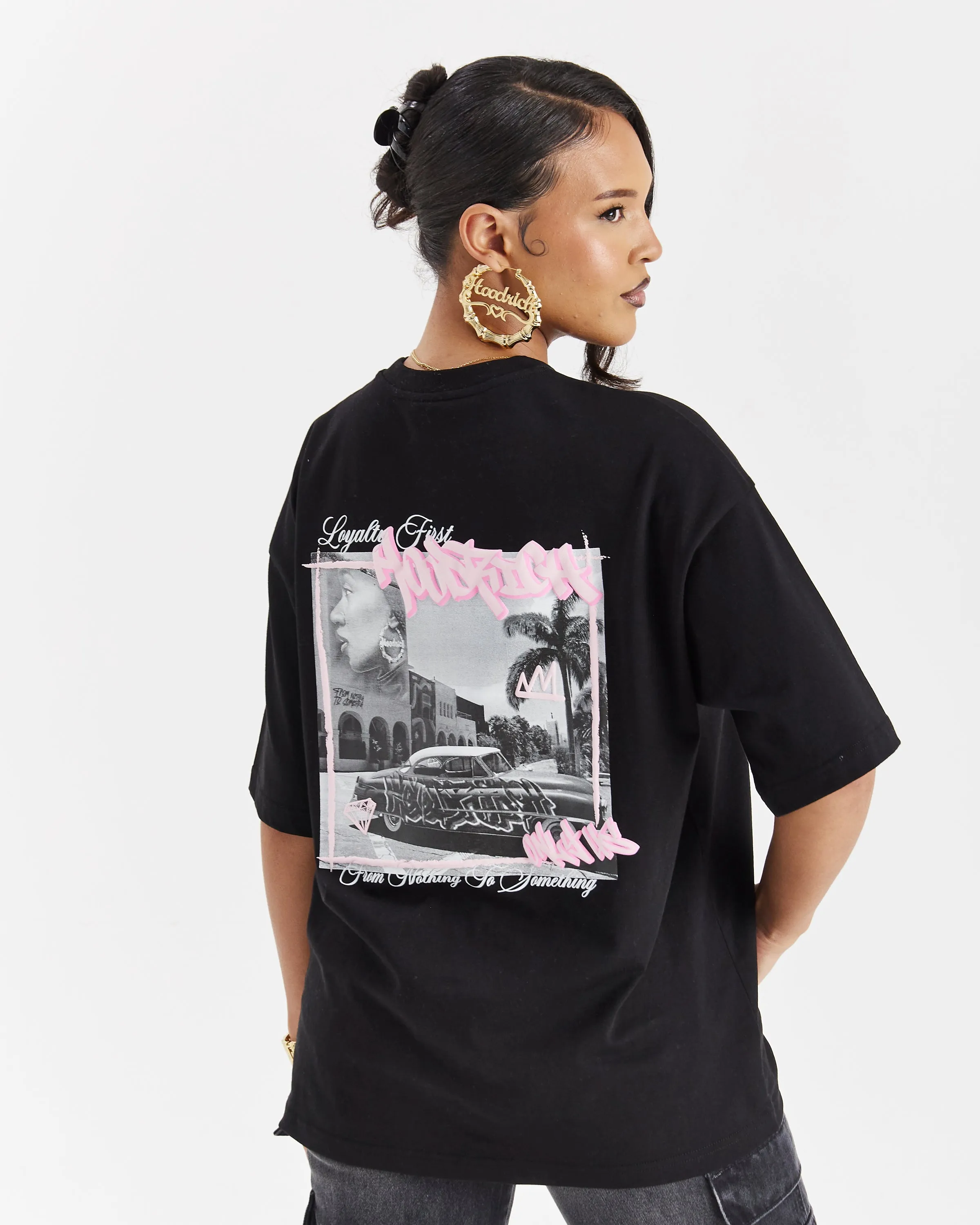 Urban Oversized T-Shirt - Black/White/Pink sold by Hoodrich