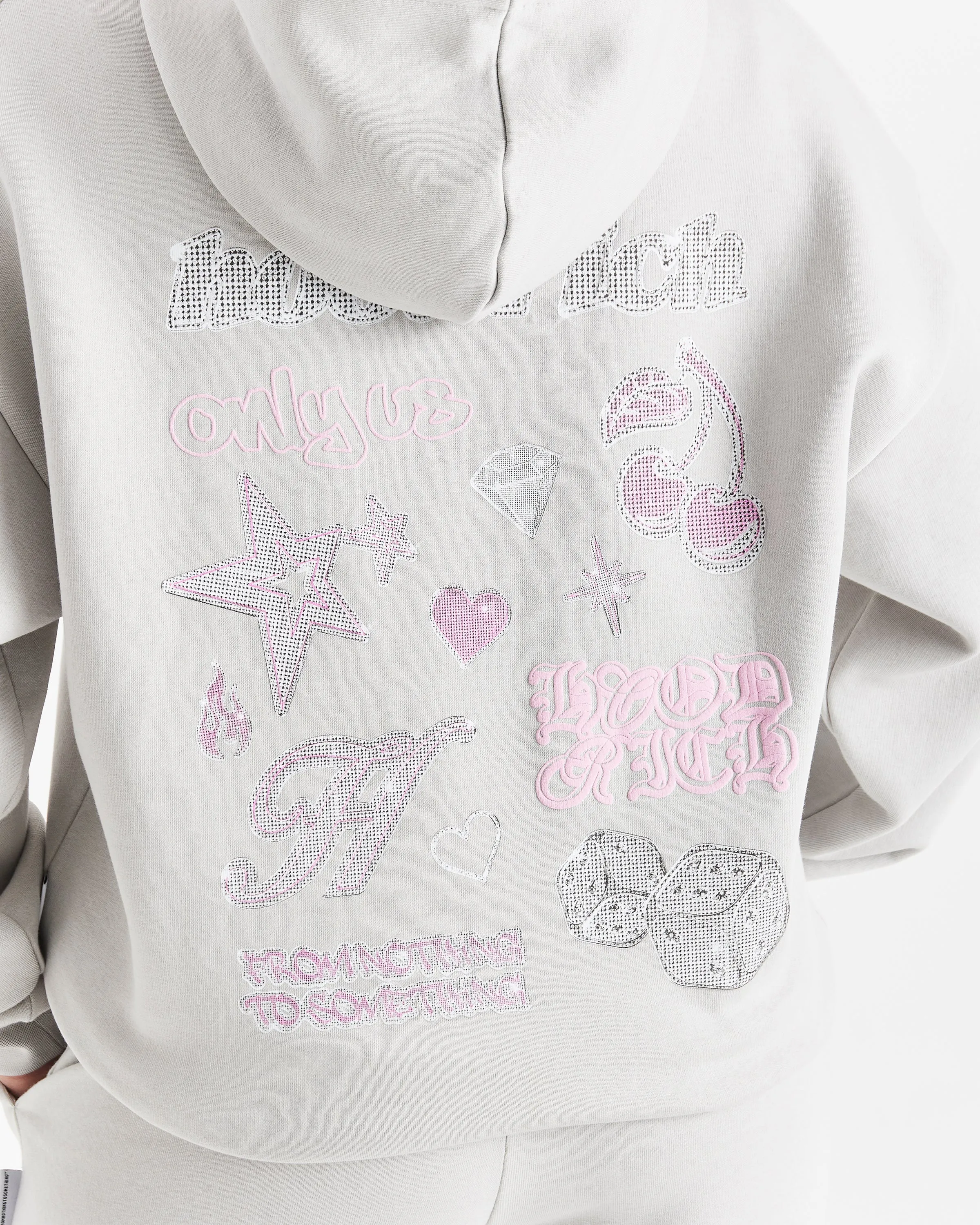 Jewel Oversized Hoodie - Light Grey/Pink sold by Hoodrich product image thumbnail 2