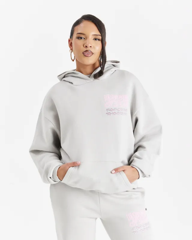 Jewel Oversized Hoodie - Light Grey/Pink sold by Hoodrich