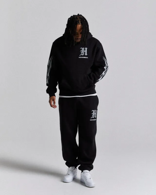 Tribal Oversized Joggers - Black/White/Grey sold by Hoodrich
